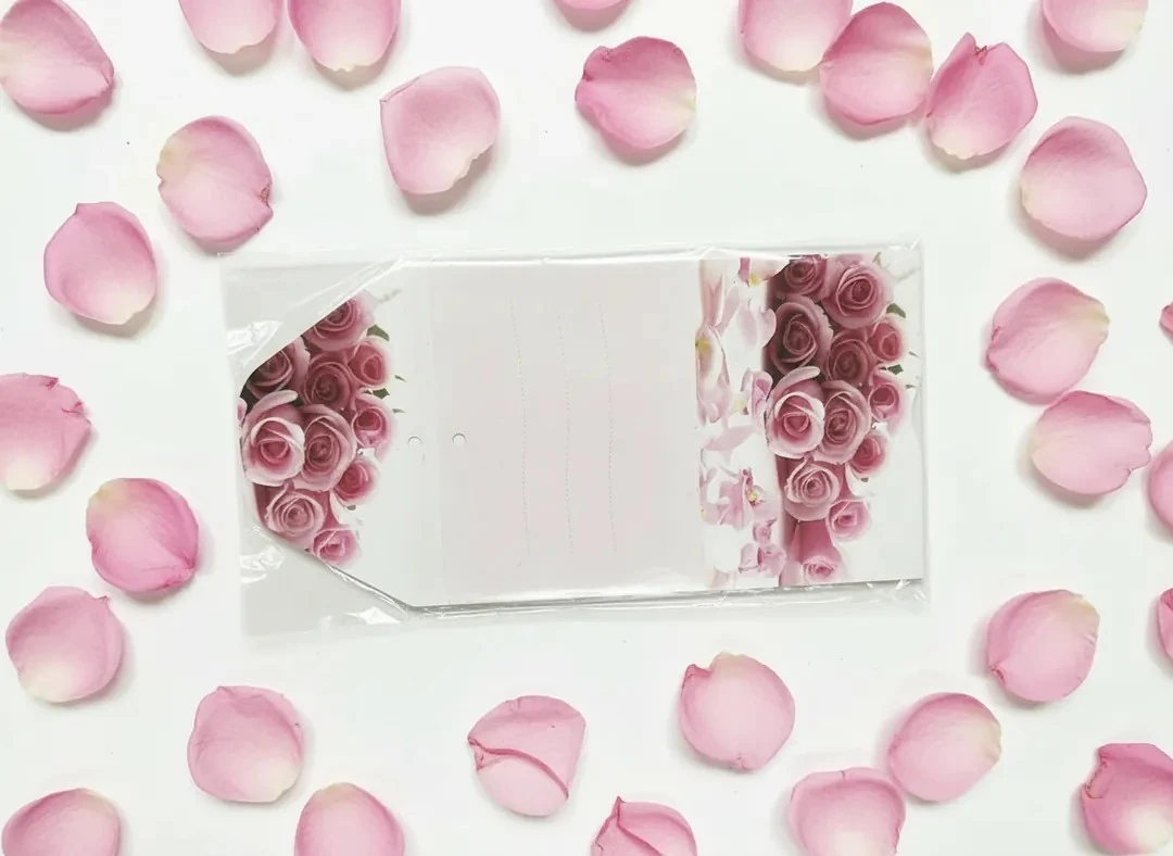 Zarf Şekilli Çiçek Buketi Kartı - Gül Desenli 