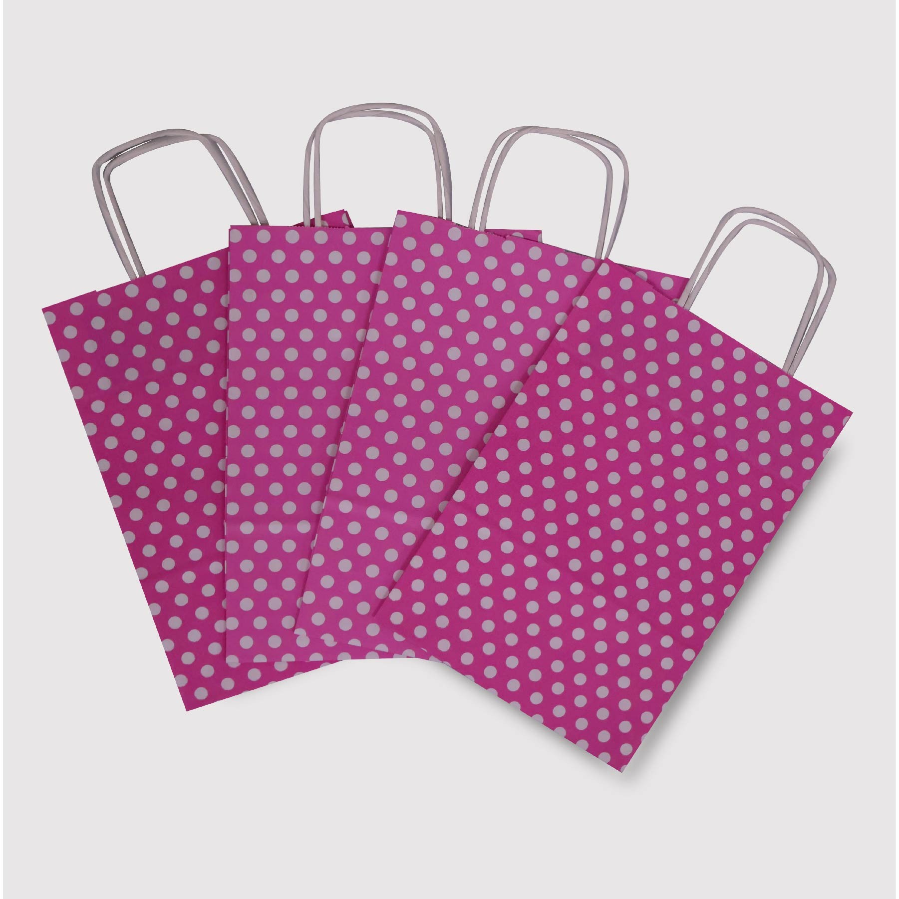 Pembe Puantiyeli Kraft Kağıt Çanta 18x8x25-(25Adet)