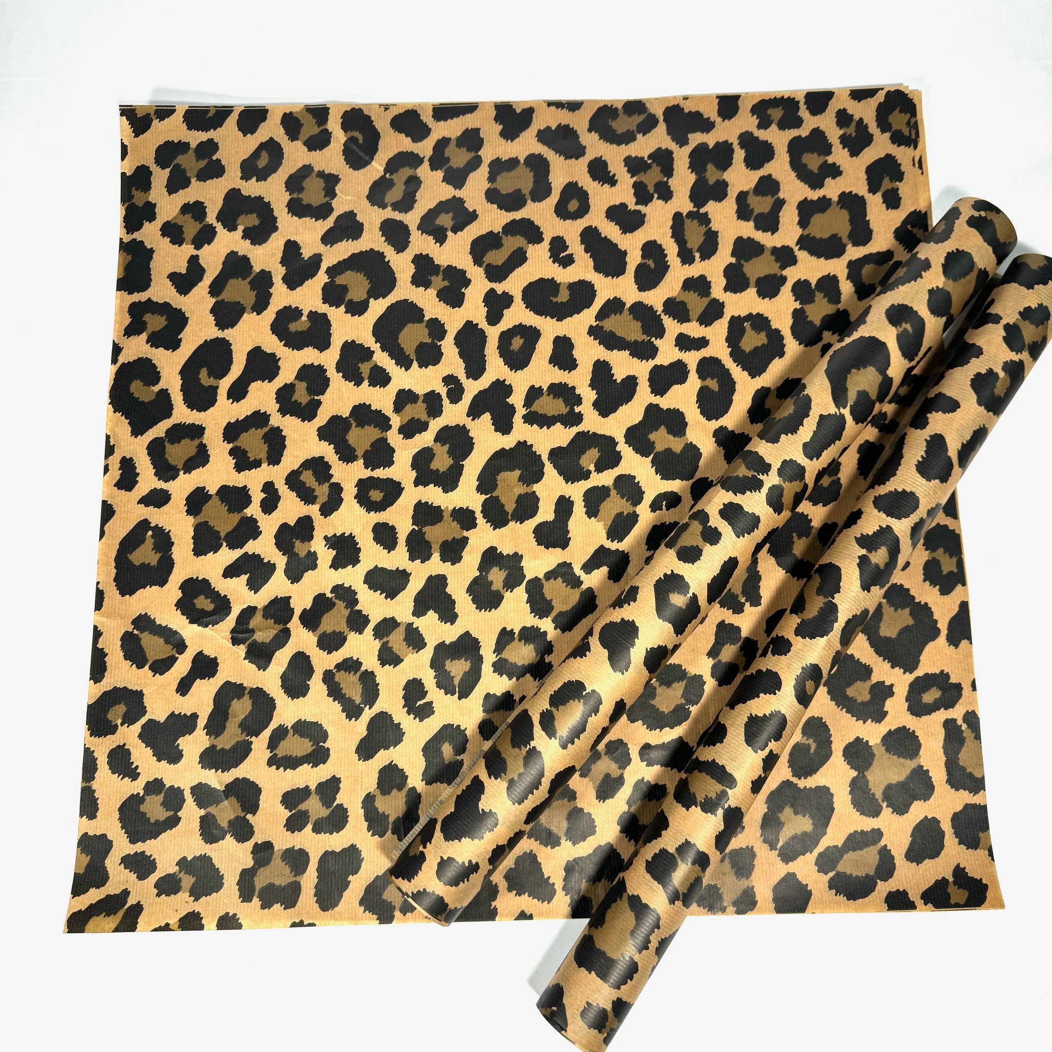 Leopar Desenli Çiçek Buket Kağıdı Virgin Kraft Kağıt-40gr-10Sayfa-55x55cm