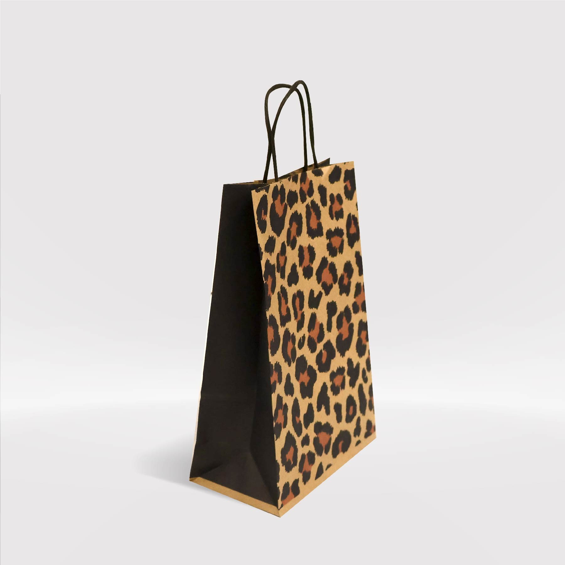 Leopar Desen Kraft Kağıt Çanta-18x8x25-(25 Adet)
