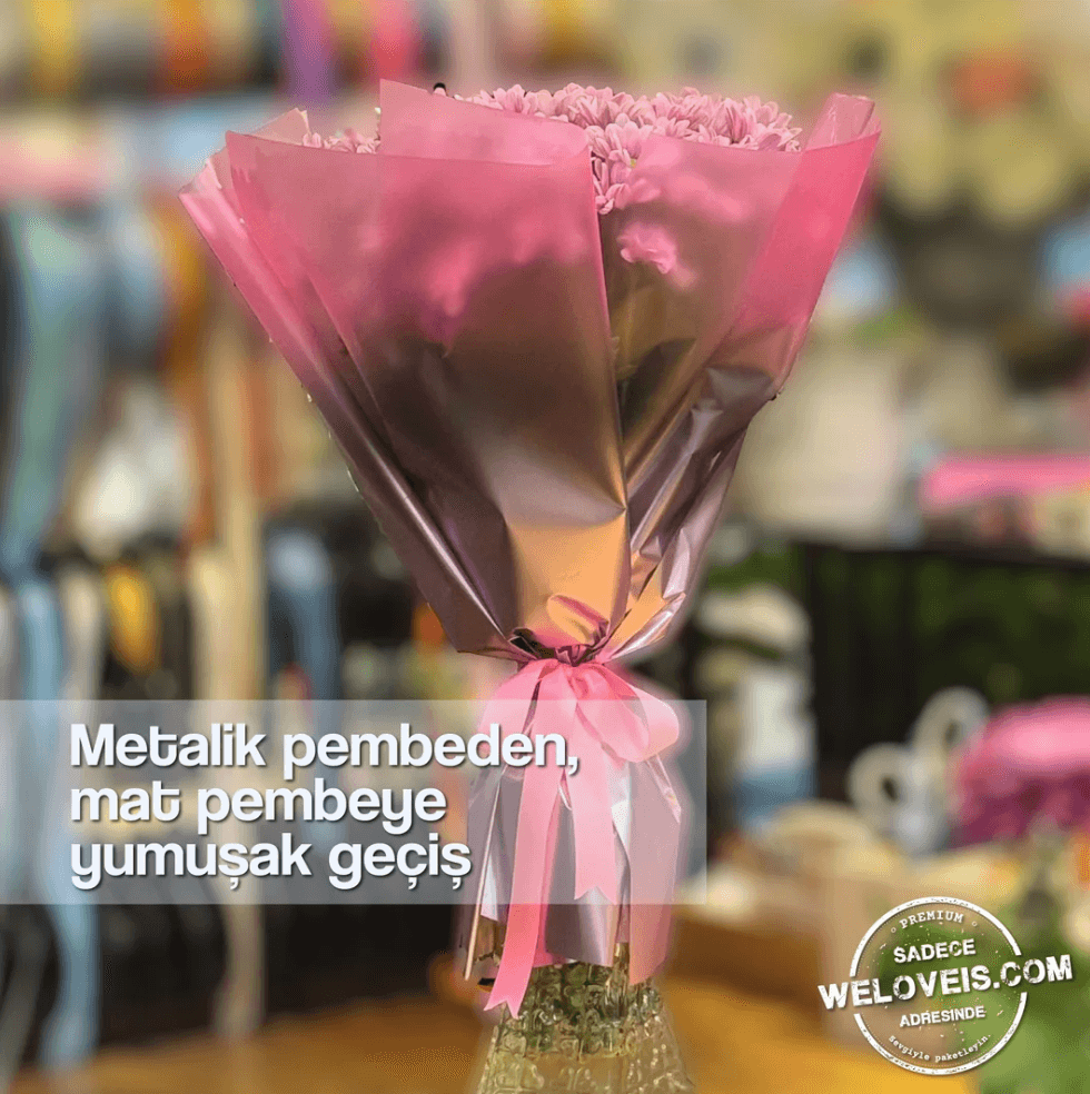 Metalik Degrade Mat Çiçek Buket Kağıdı-60x60cm-10 Sayfa