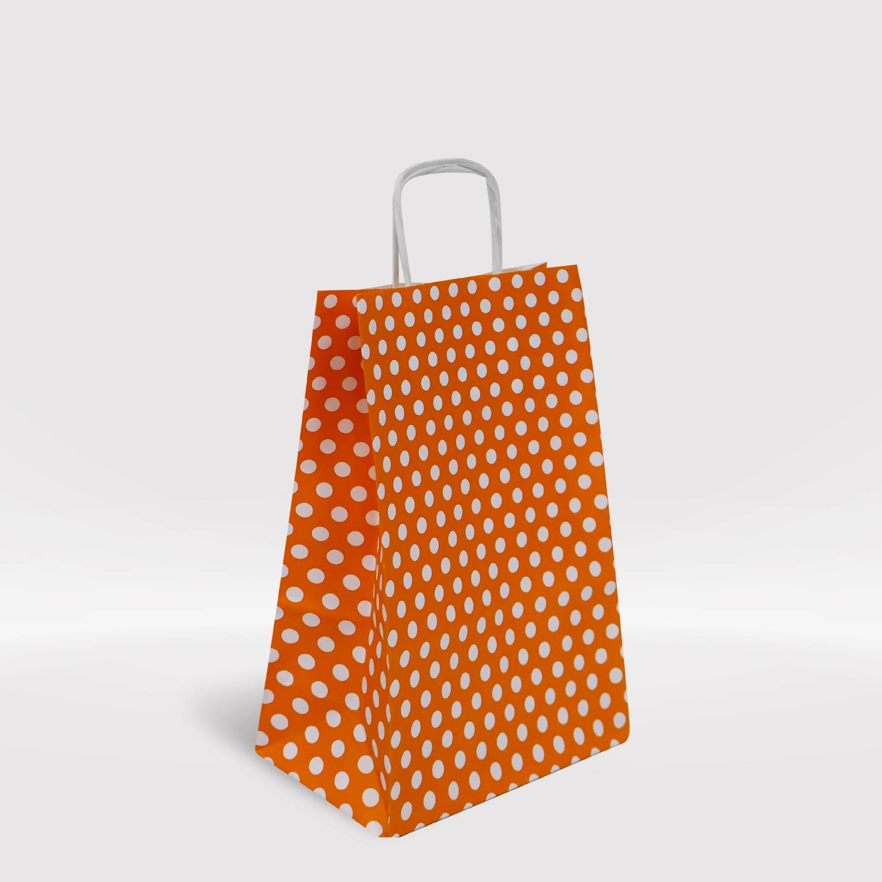 Turuncu Puantiyeli Kraft Kağıt Çanta 18x8x25-(25Adet)