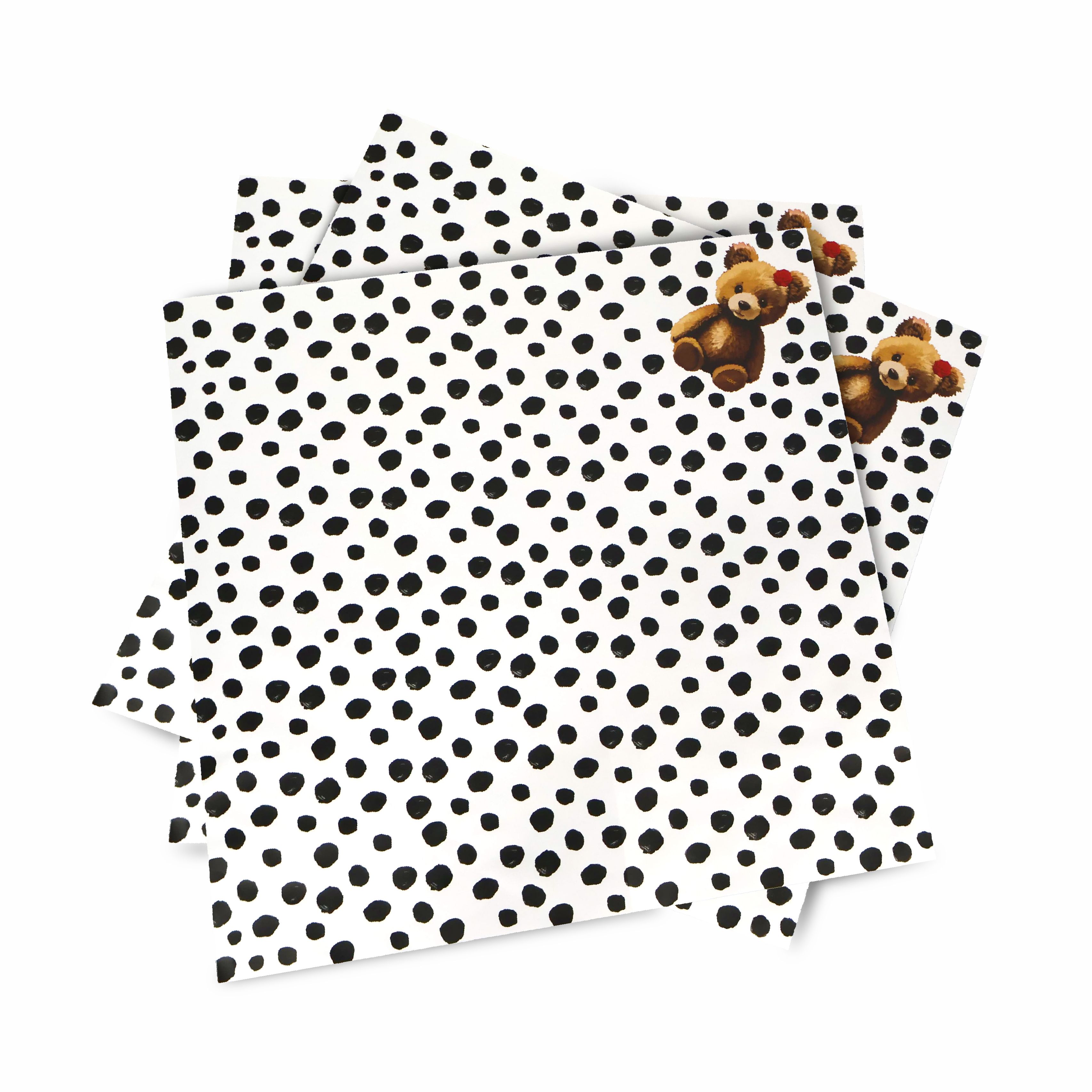 Ayıcık Desenli - Puatiye Zeminli Çiçek Buket kâğıdı - Hediye Kâğıdı - Ambalaj Kâğıdı - Buket Kâğıdı - 50 mic mat porlize - 55x55 cm - 20 Sayfa