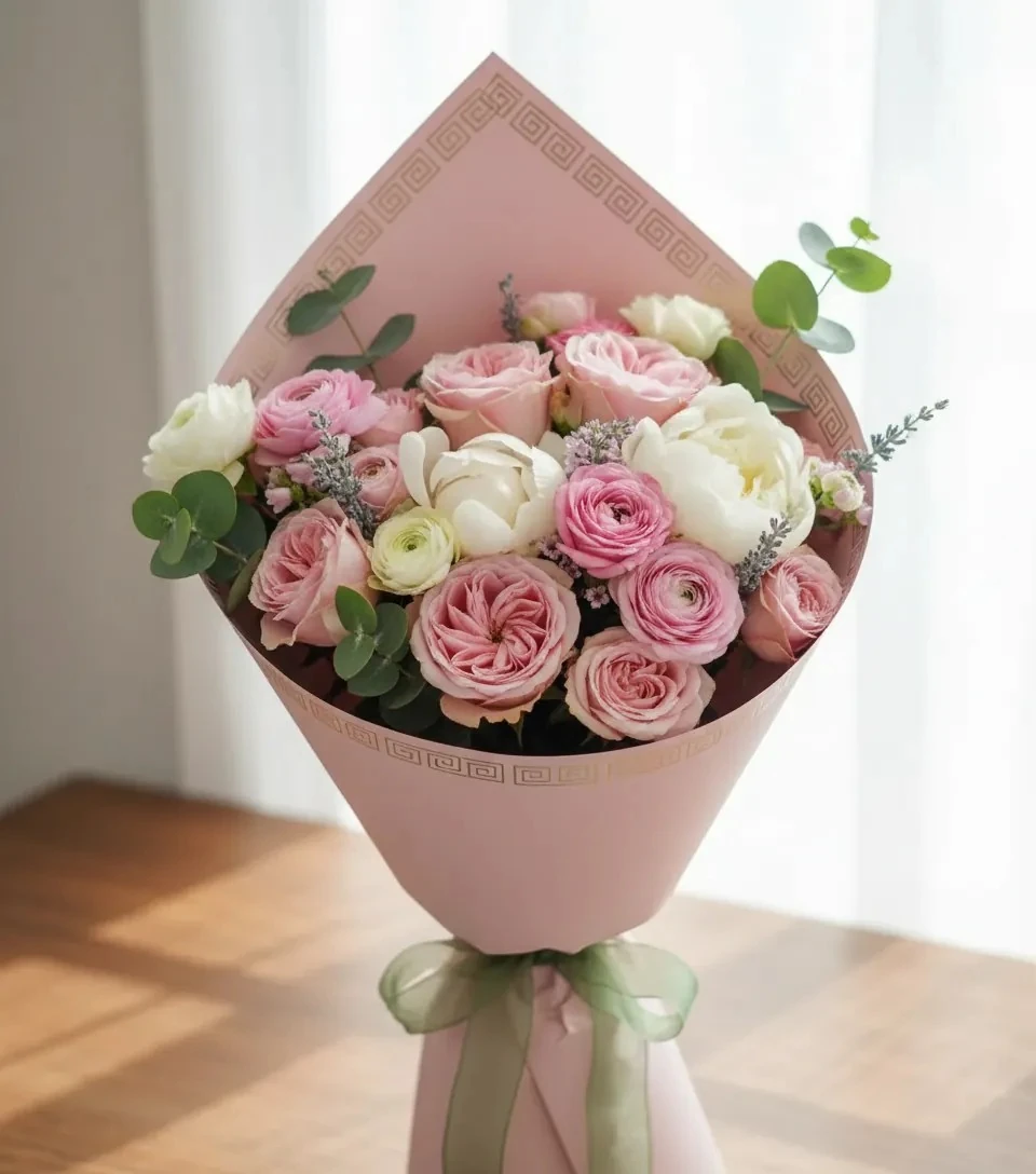 Varak Yaldız Baskılı Roma Motif Desenli - Çiçek Buketi Kağıdı  - 57x57 cm-15 Sayfa