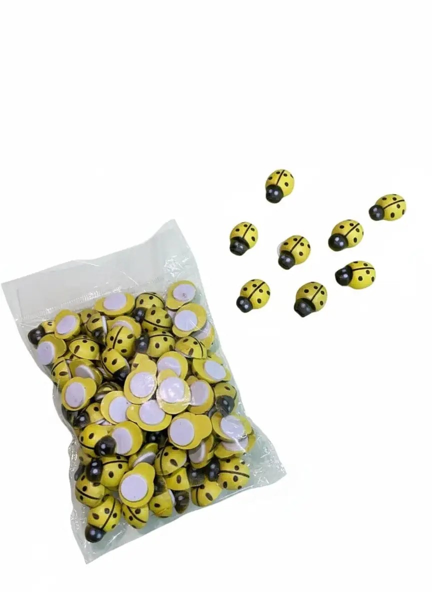 Uğur Böceği-Çiçek Buket Aksesuarı- Sarı Renk- 100 Adet