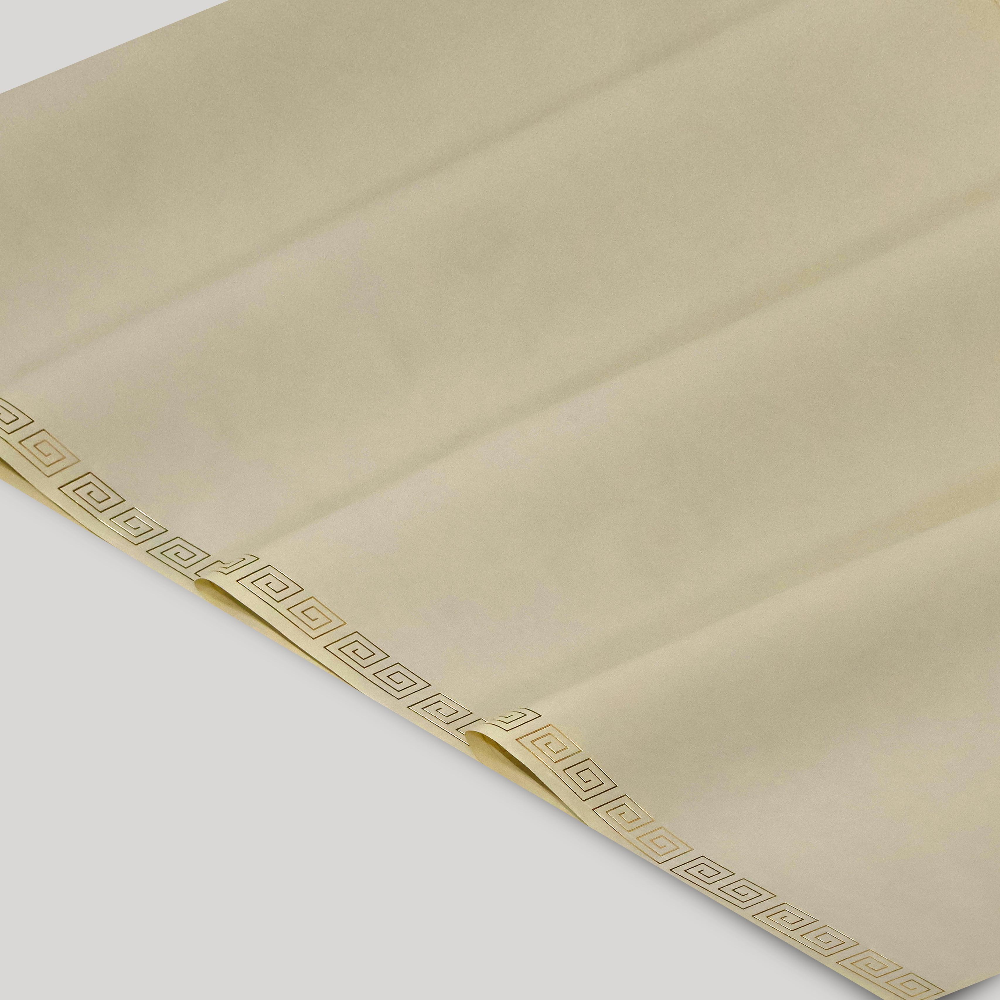 Kraft Kağıt Ön-Arka Mat Tek Renk Gold Varak Yaldız Baskılı Roma Motif Desenli Çiçek Buket Kağıdı-57x57 cm-15 Sayfa