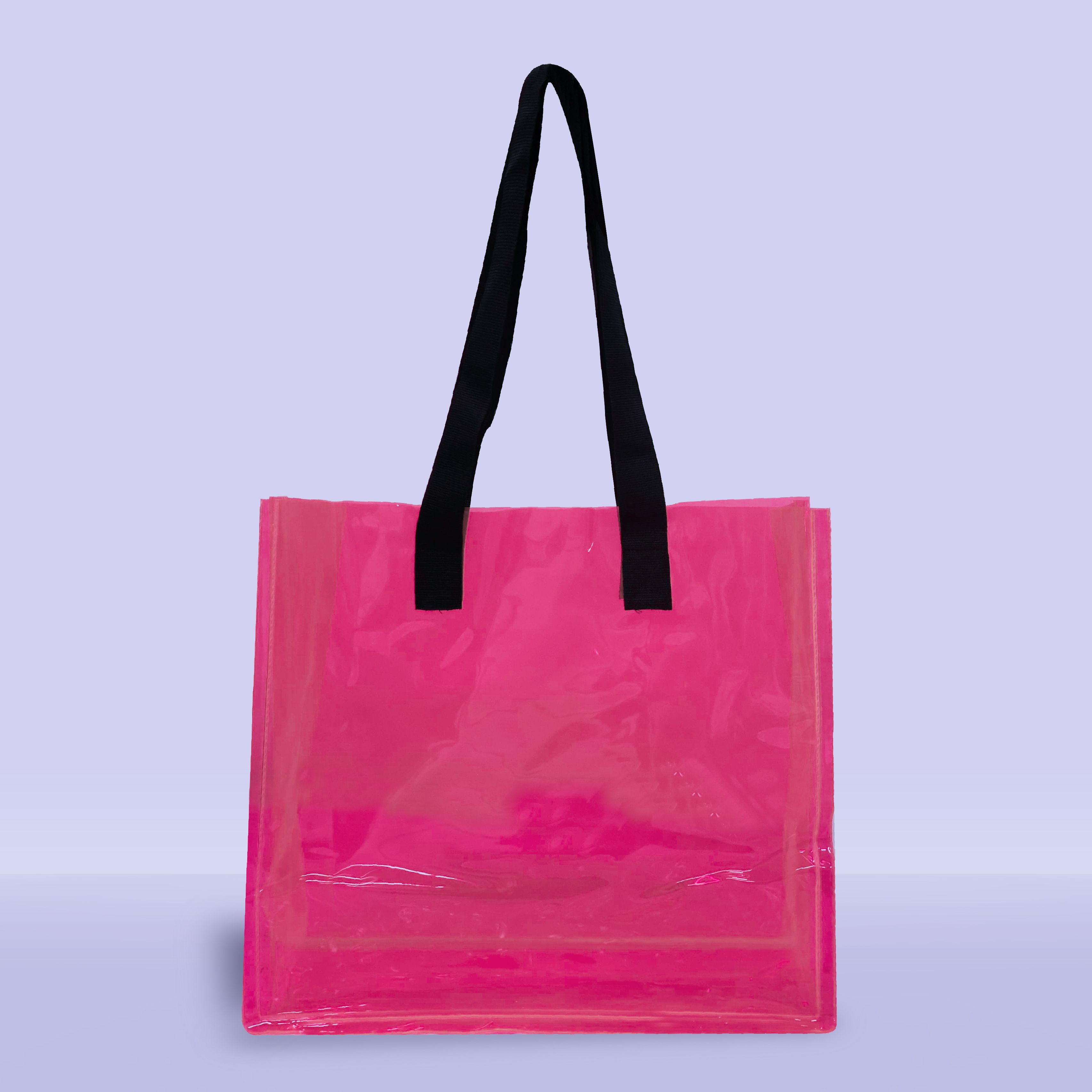 Pembe renk Plaj Çantası-50 mic PVC-38x18x38cm