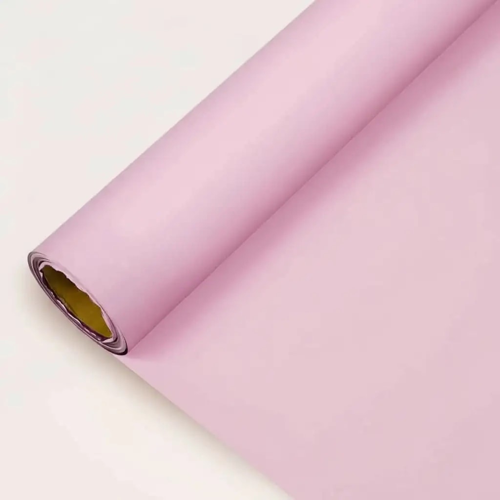 Açık Pembe Ön/Arka Renk Rulo Çiçek buket kağıdı-40 Metre-Sedef