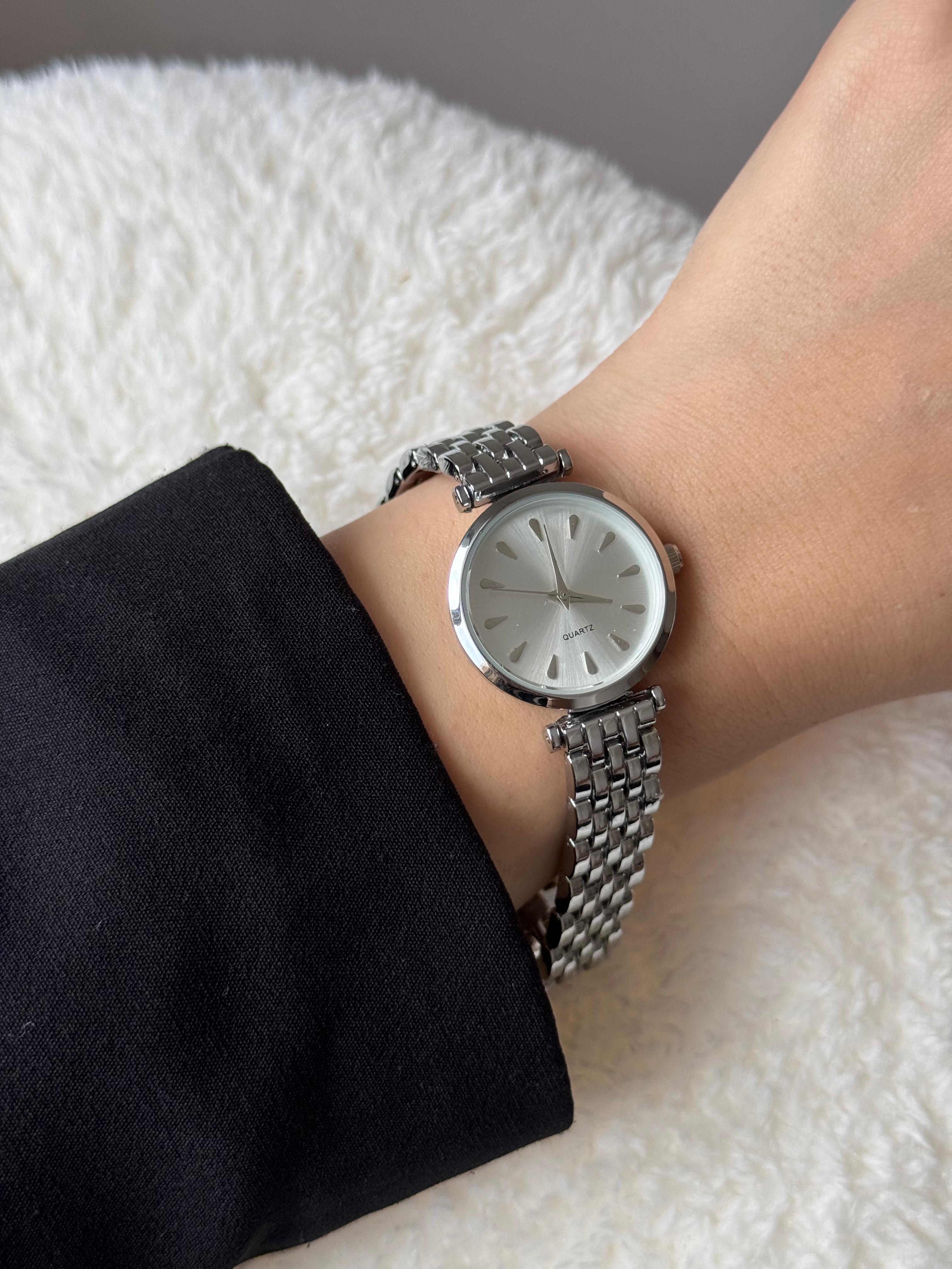 Silver Minimal Square Dial Watch
