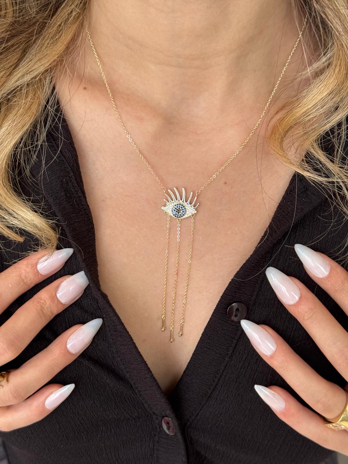 Mavi Taşlı Göz Kolye 