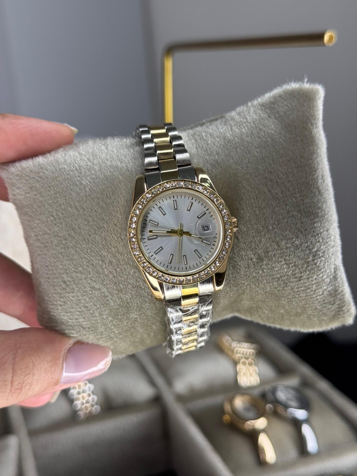 Roleta Lux Watch Gold Silver Stainless Steel Womens Watch