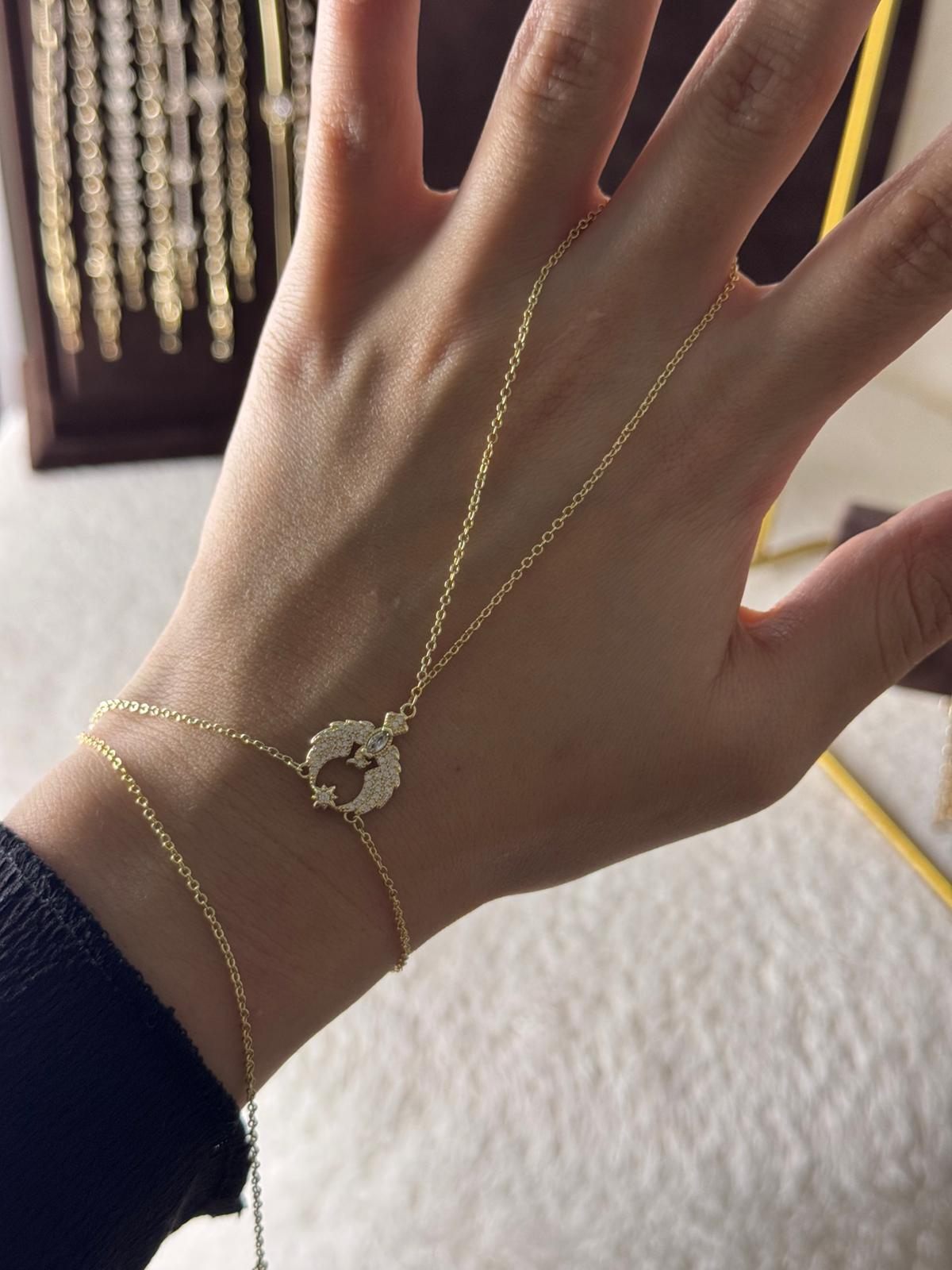 Stone Hand Chain – Gold