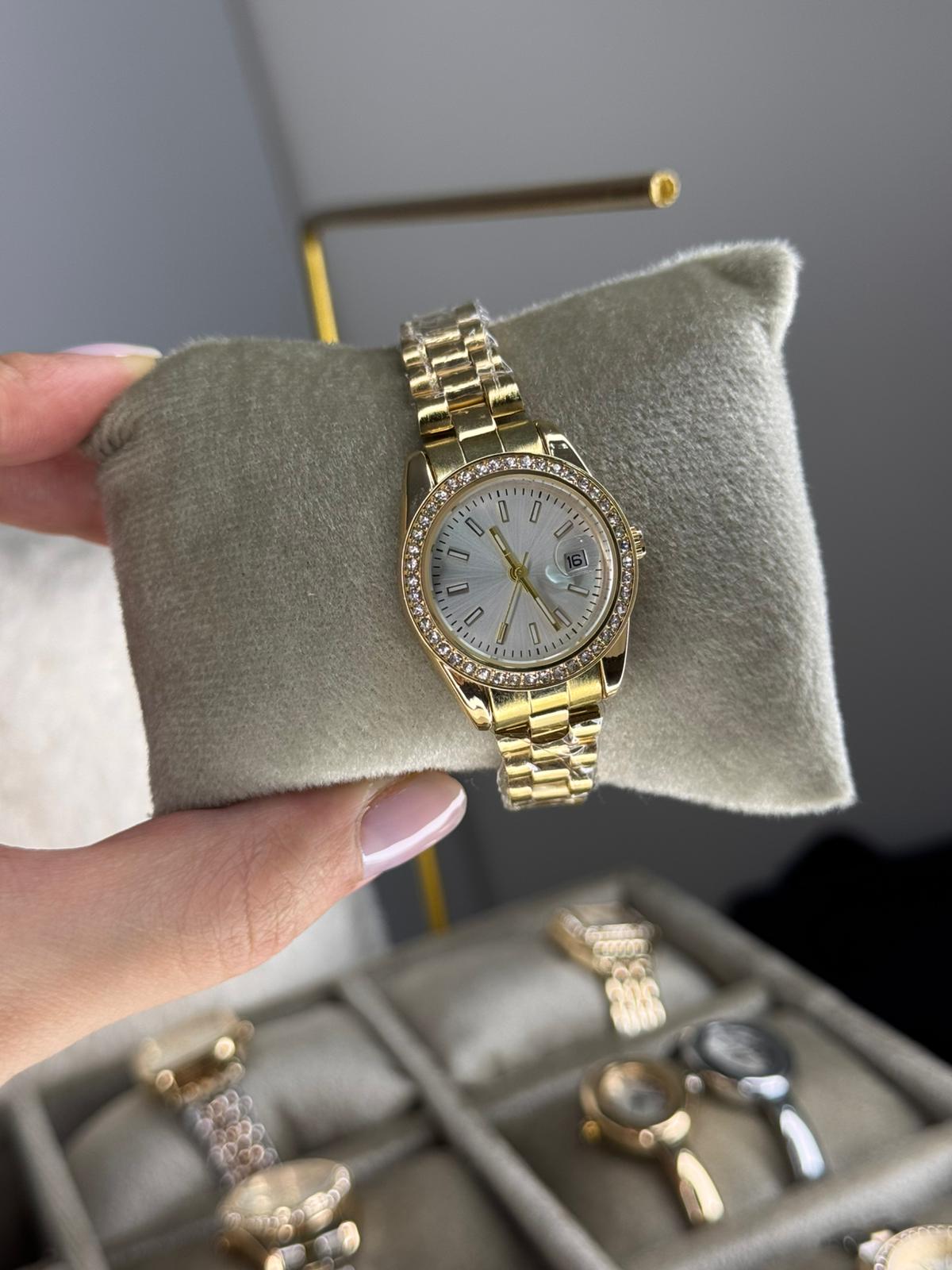 Roleta Lux Watch Gold Silver Stainless Steel Womens Watch