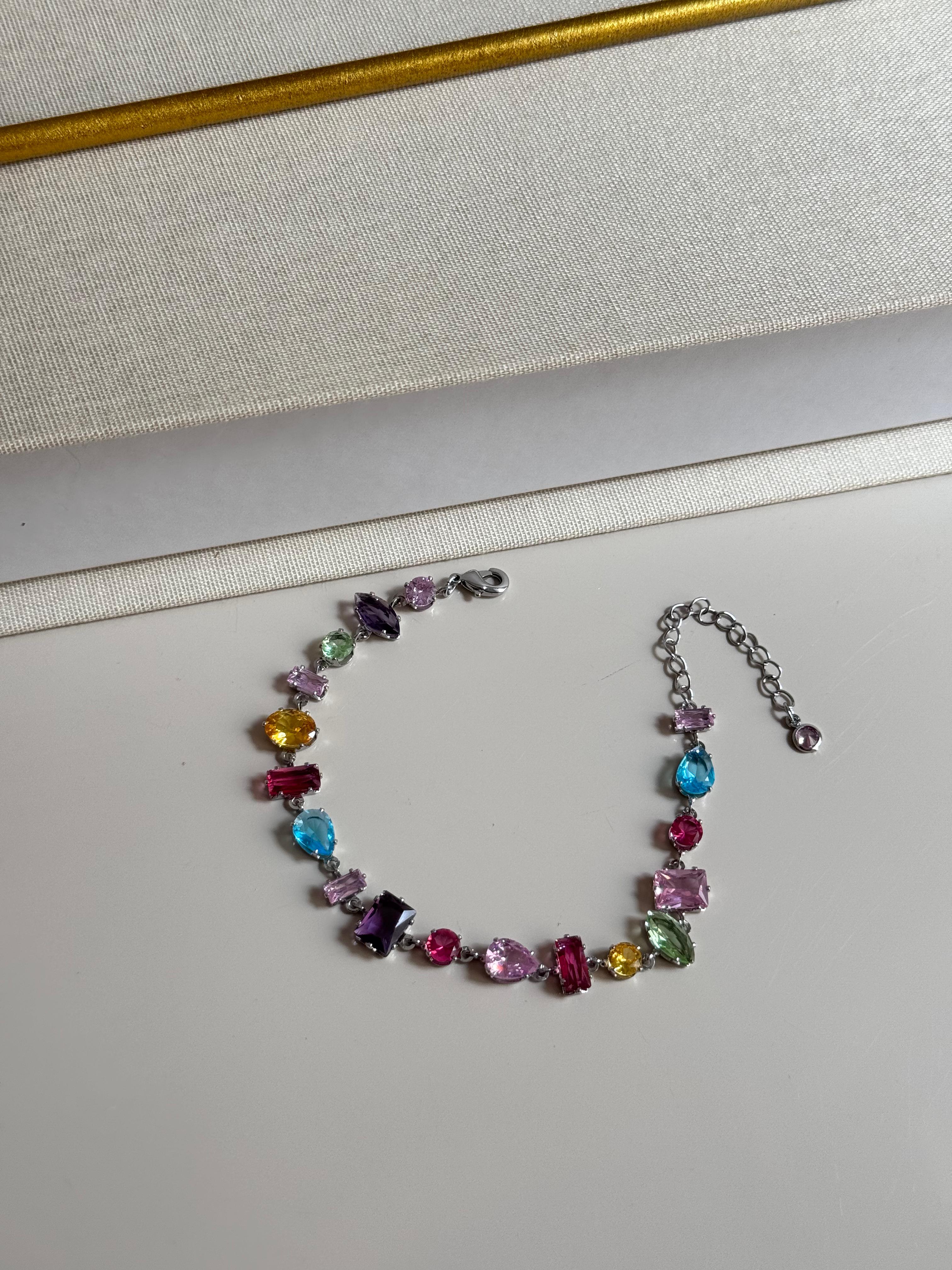 Aurora Colorful Stone Bracelet – Elegant Stainless Steel Design