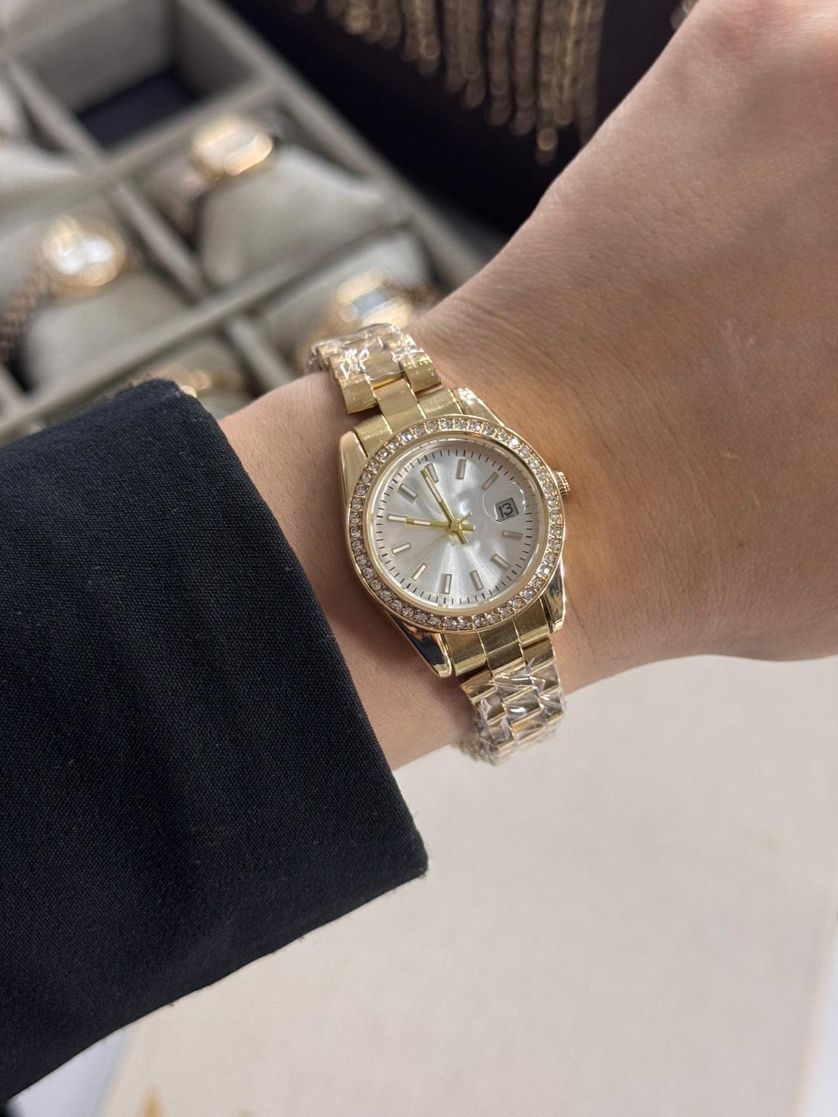 Roleta Lux Watch Gold Silver Stainless Steel Womens Watch