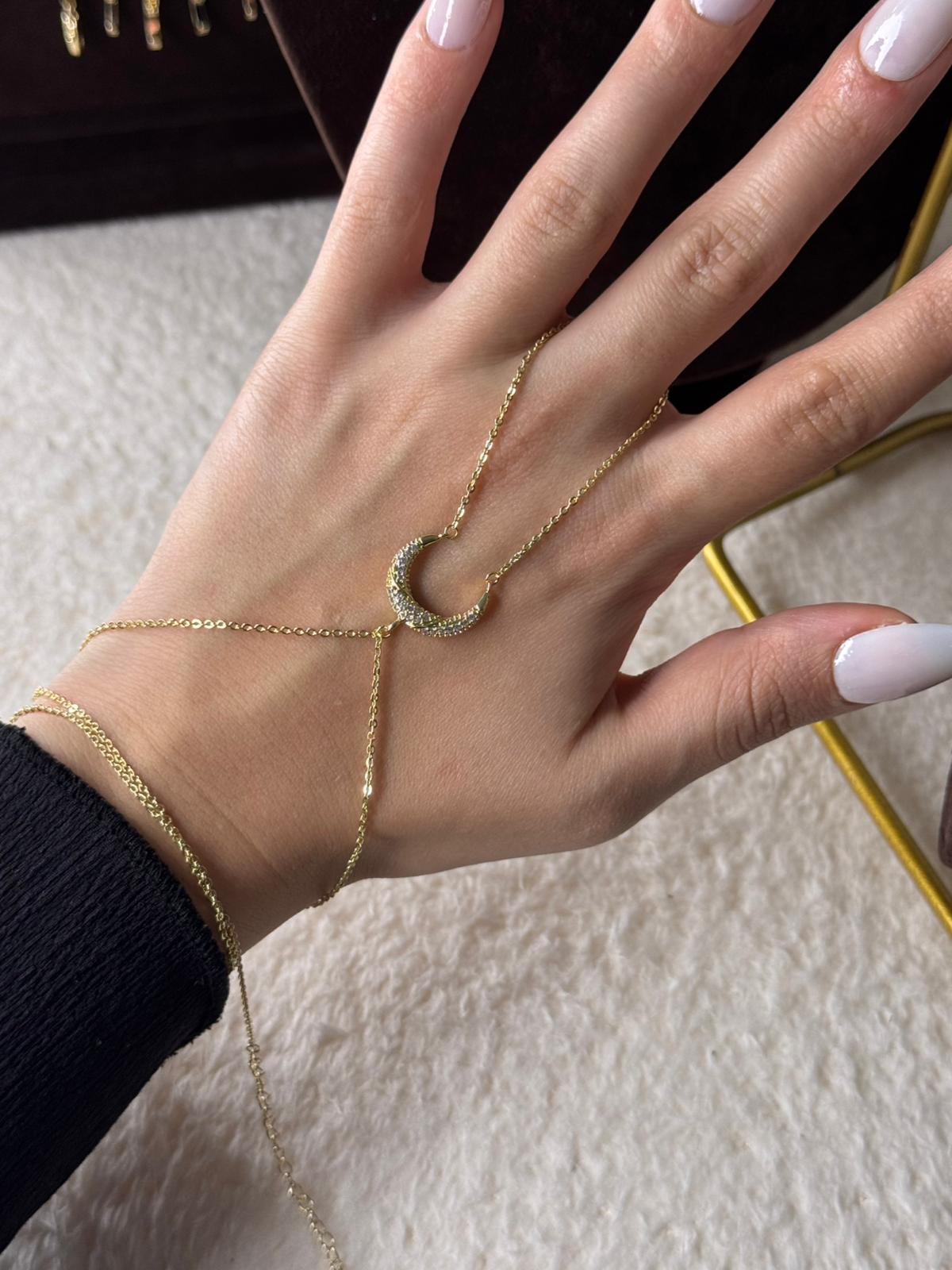 Crescent Gold Hand Chain