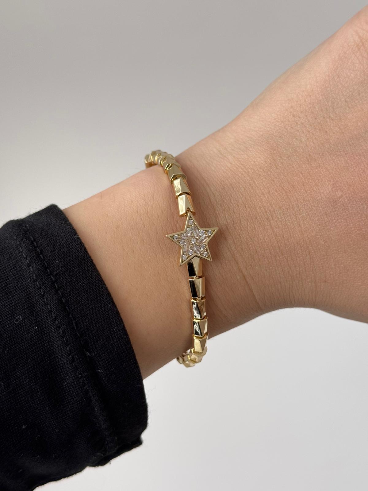 VIP Seri Yıldız Taşlı Çelik Bileklik – Gold
