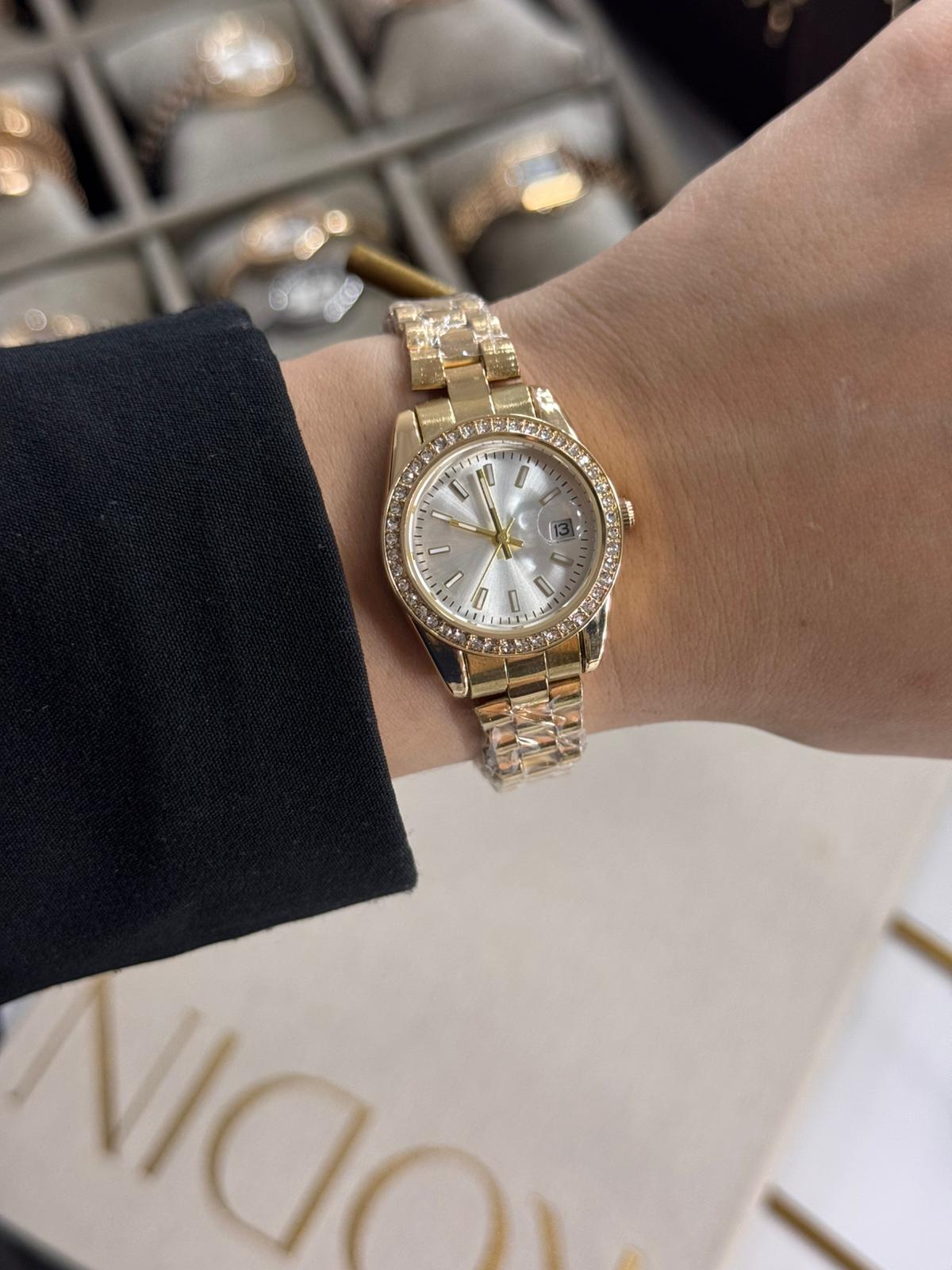 Roleta Lux Watch Gold Silver Stainless Steel Womens Watch