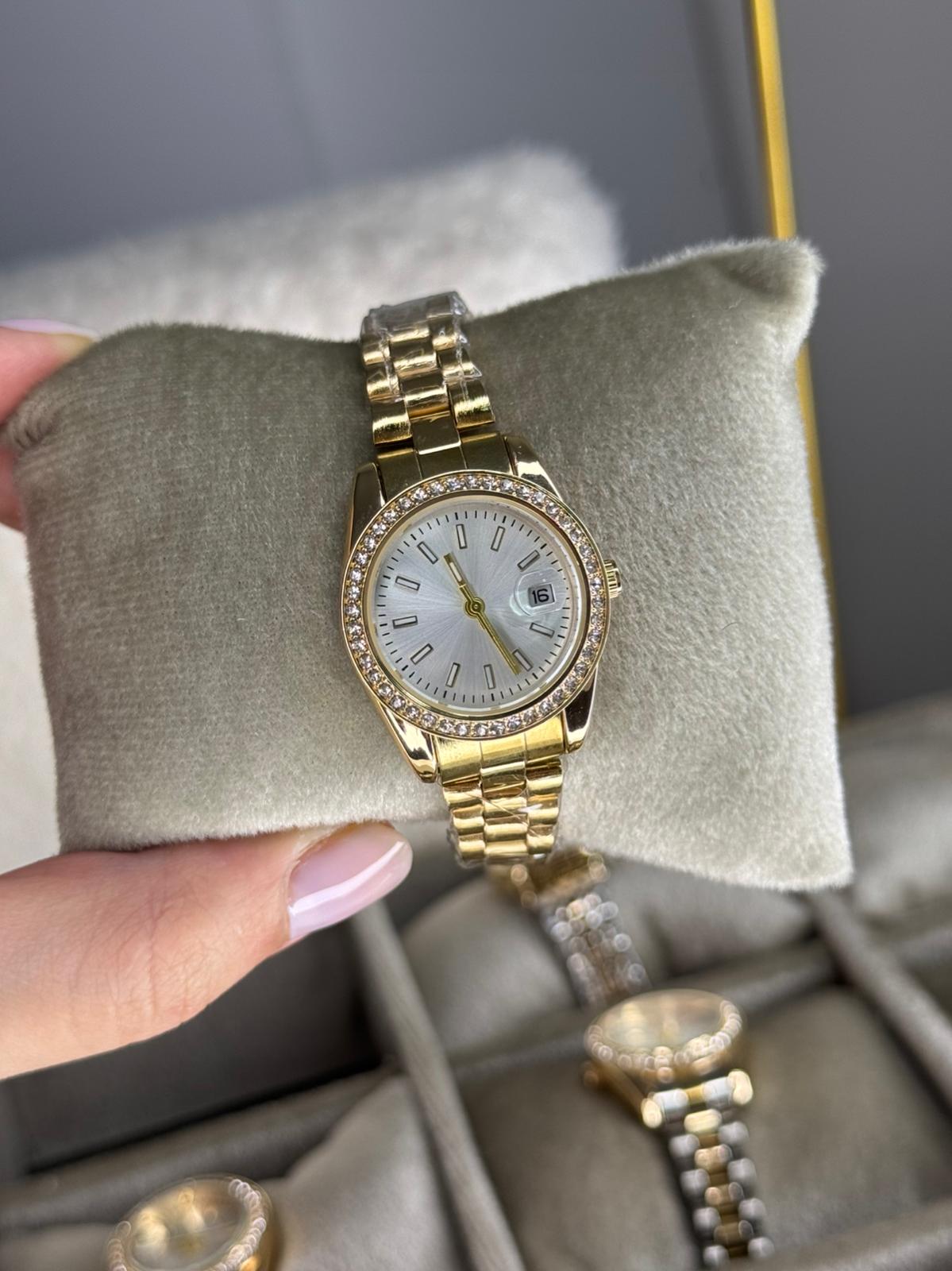 Roleta Lux Watch Gold Silver Stainless Steel Womens Watch