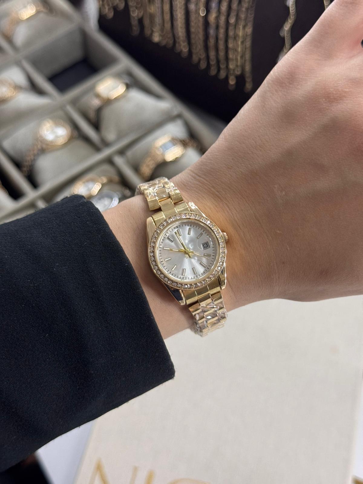 Roleta Lux Watch Gold Silver Stainless Steel Womens Watch