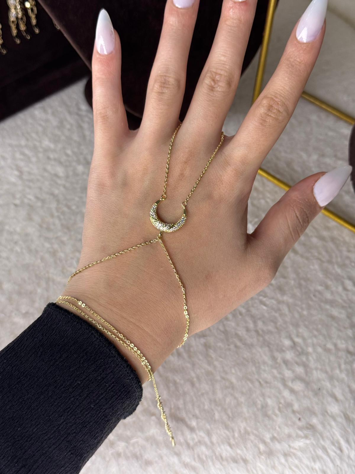 Crescent Gold Hand Chain