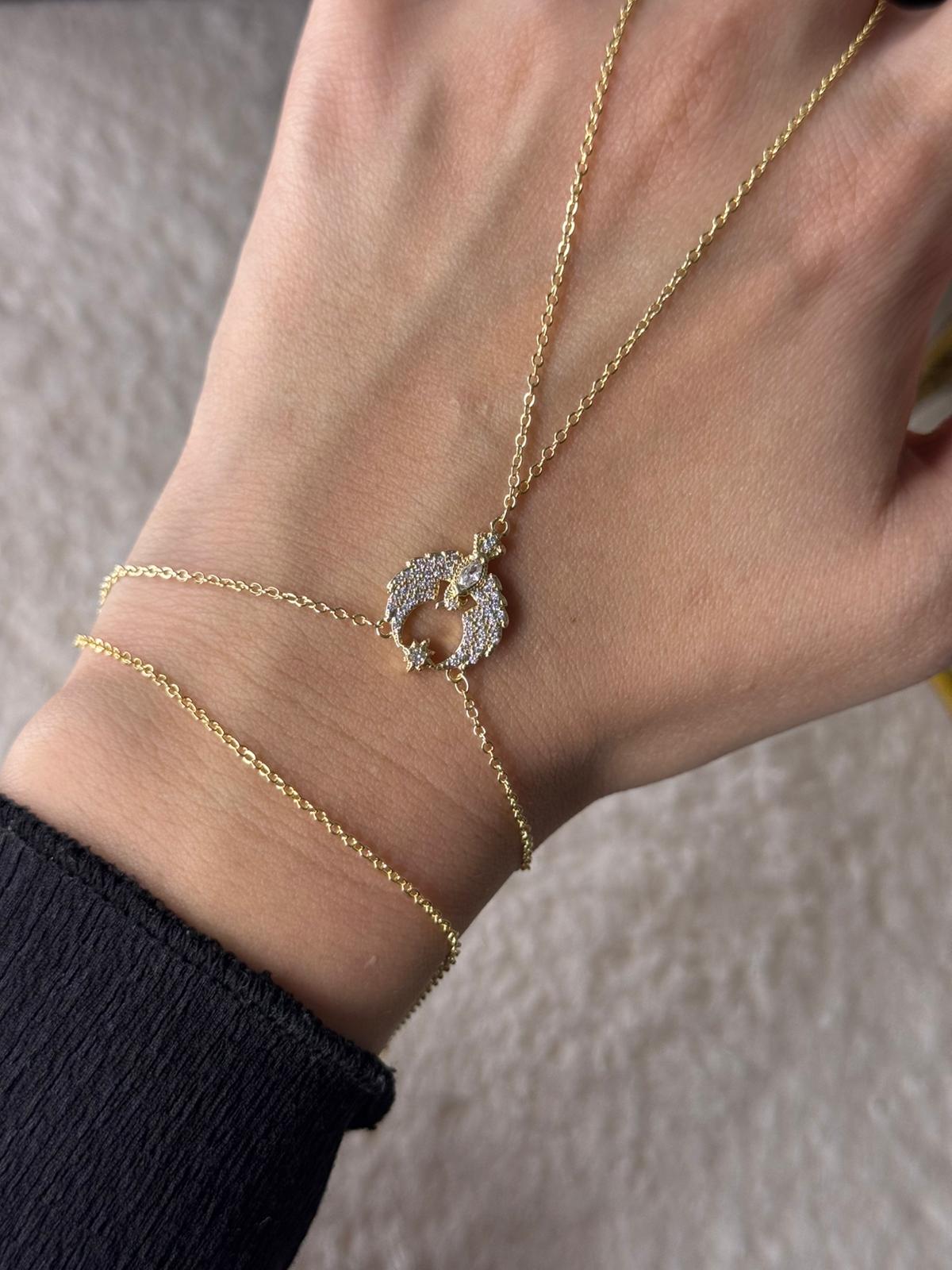 Stone Hand Chain – Gold