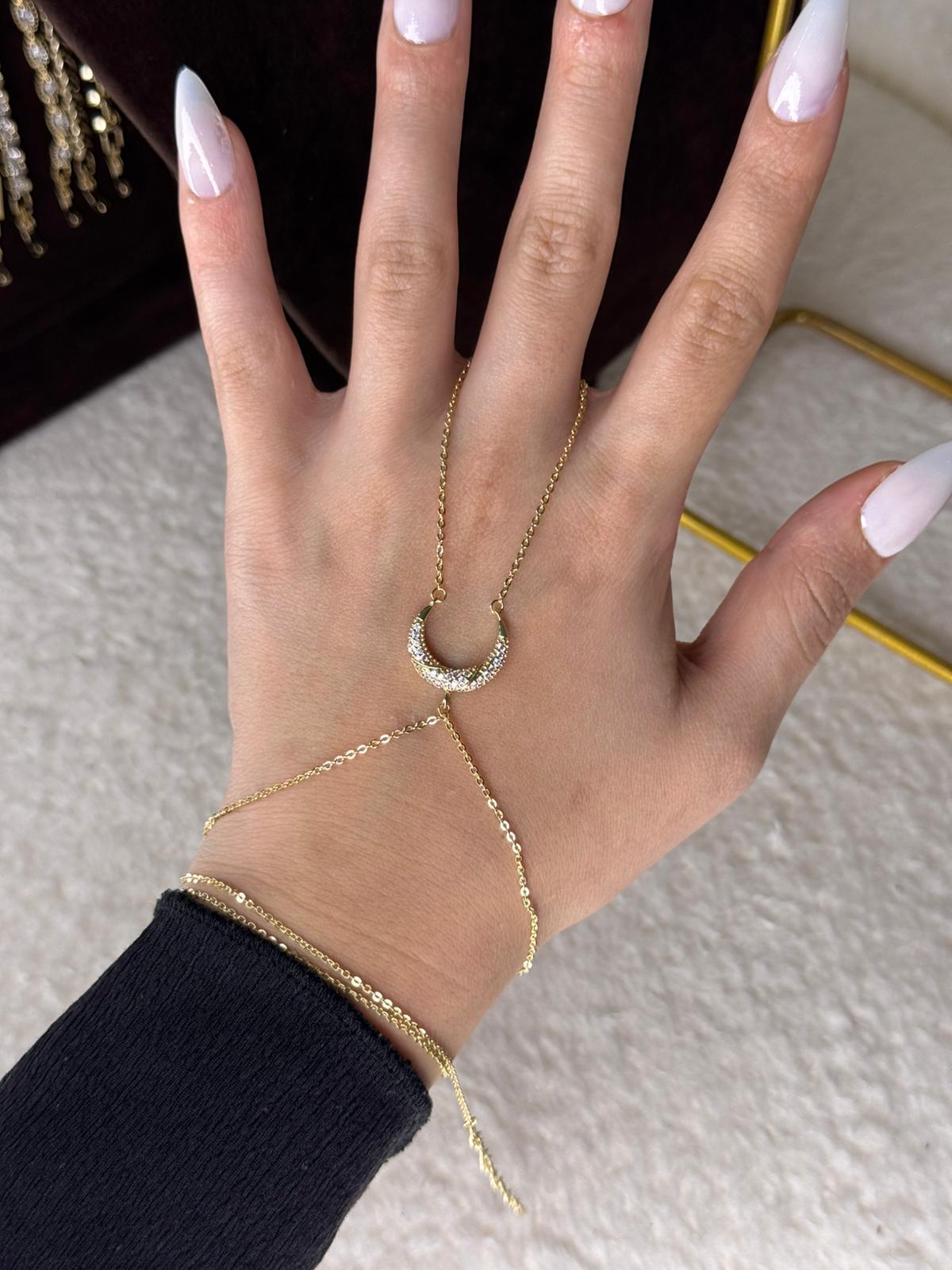 Crescent Gold Hand Chain