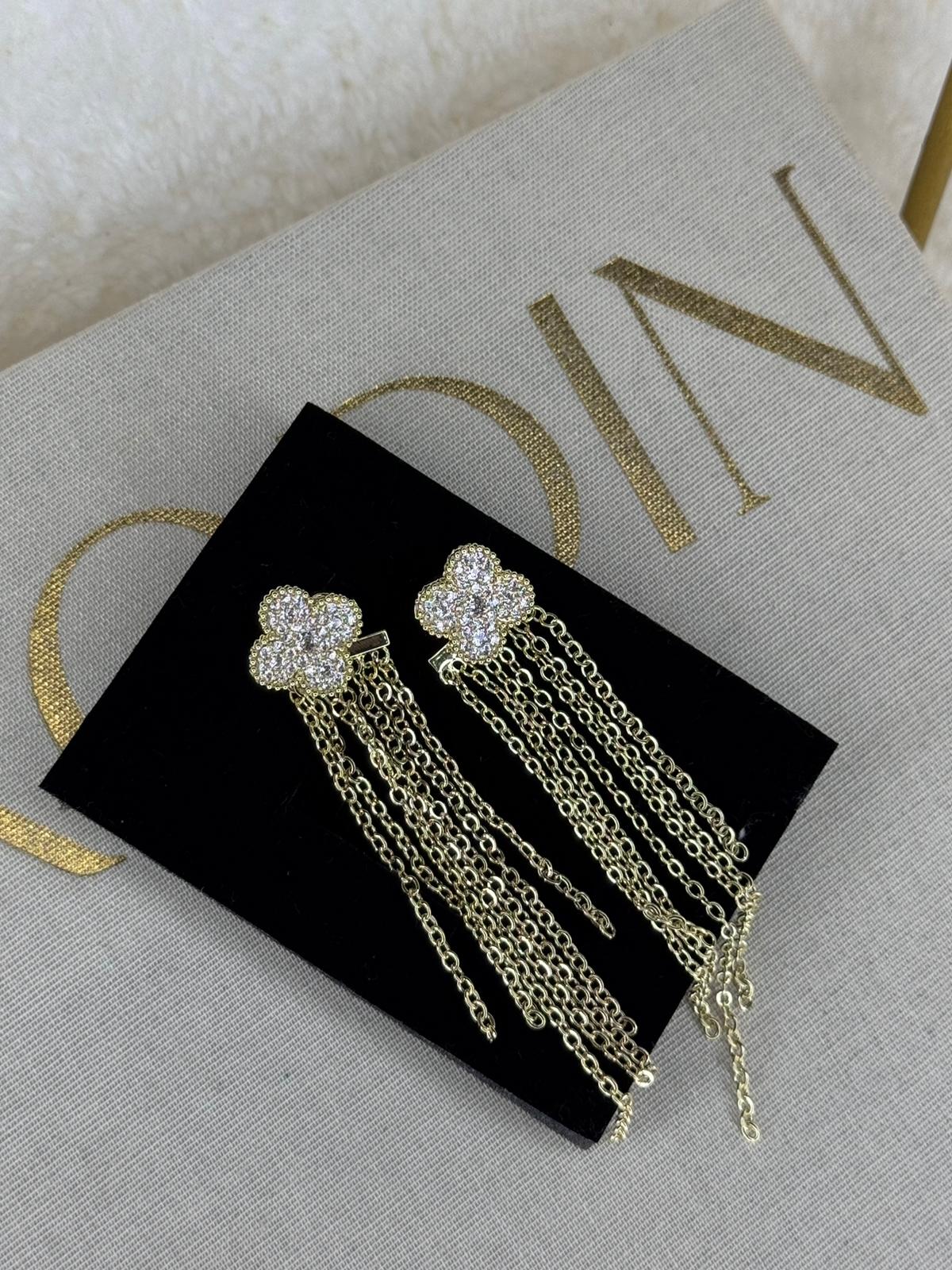 VIP Gold Clover Drop Earrings
