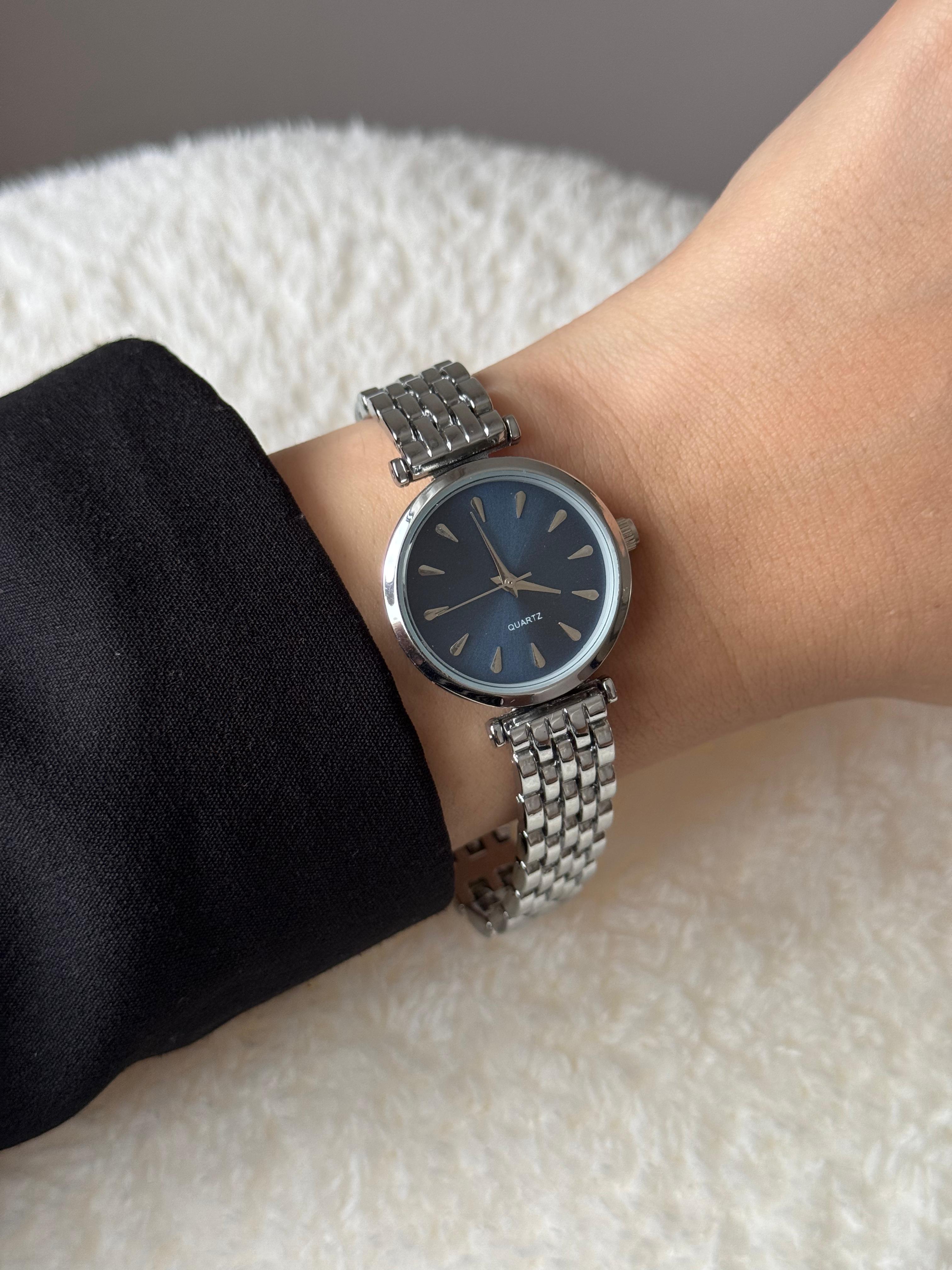 Silver Design Blue Dial Watch