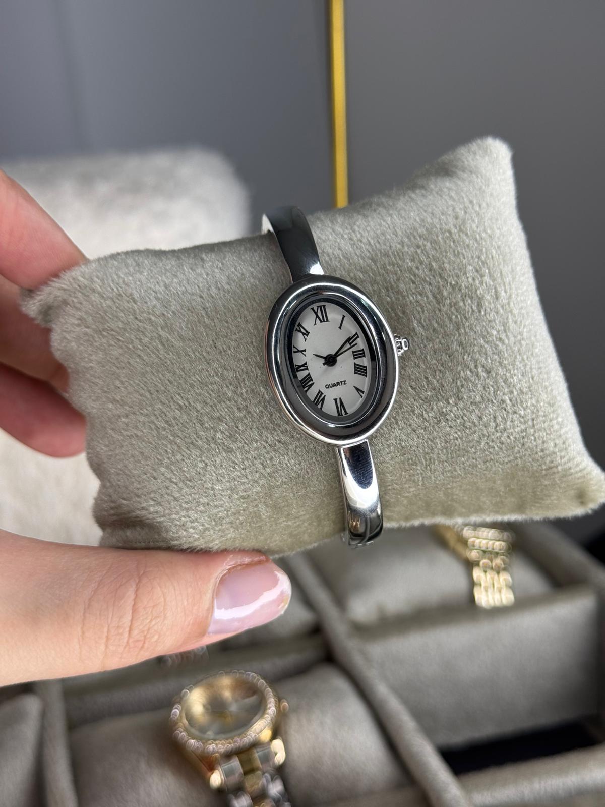 Silver Cuff Watch Stainless Steel Womens Watch