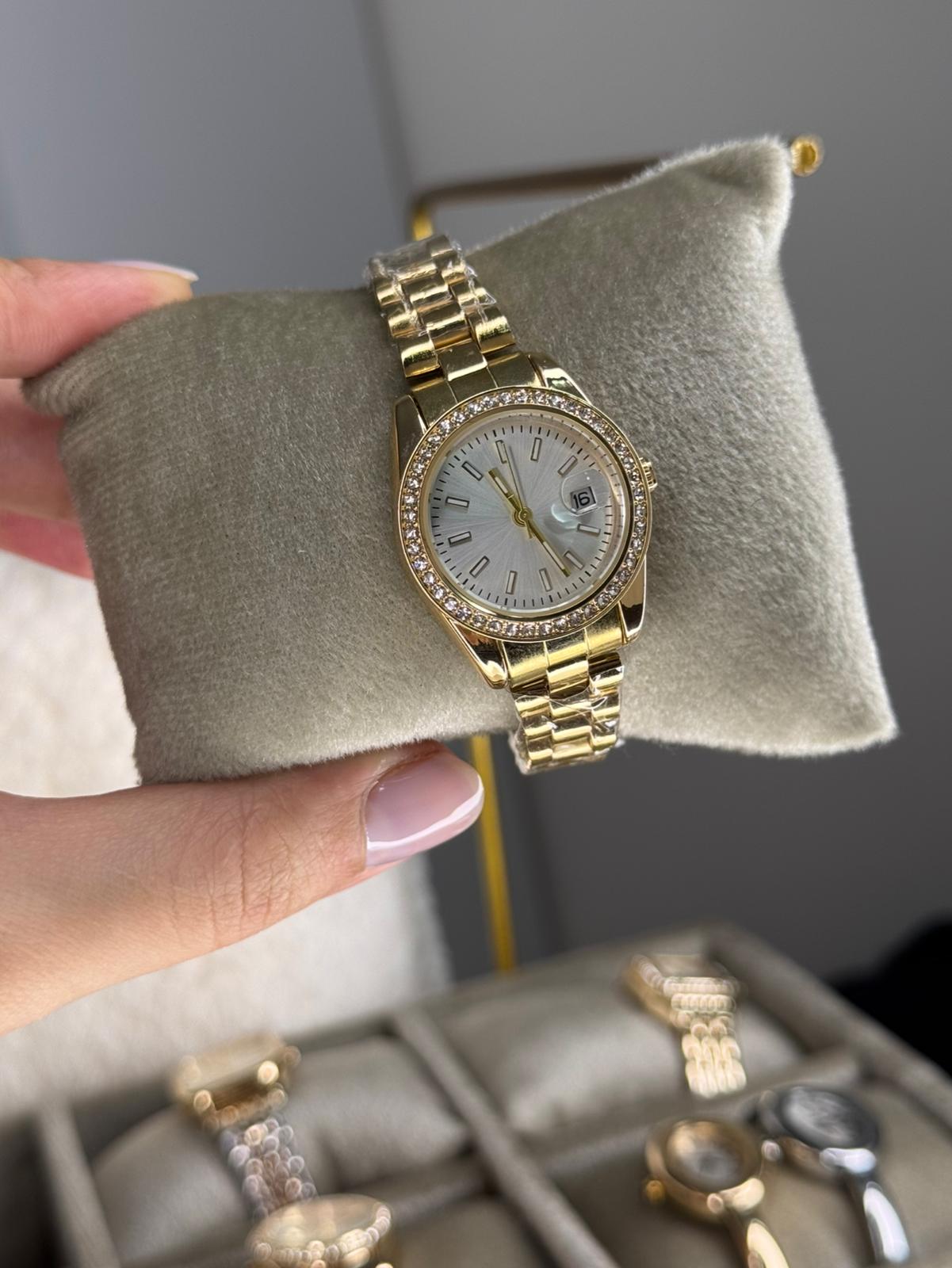 Roleta Lux Watch Gold Silver Stainless Steel Womens Watch