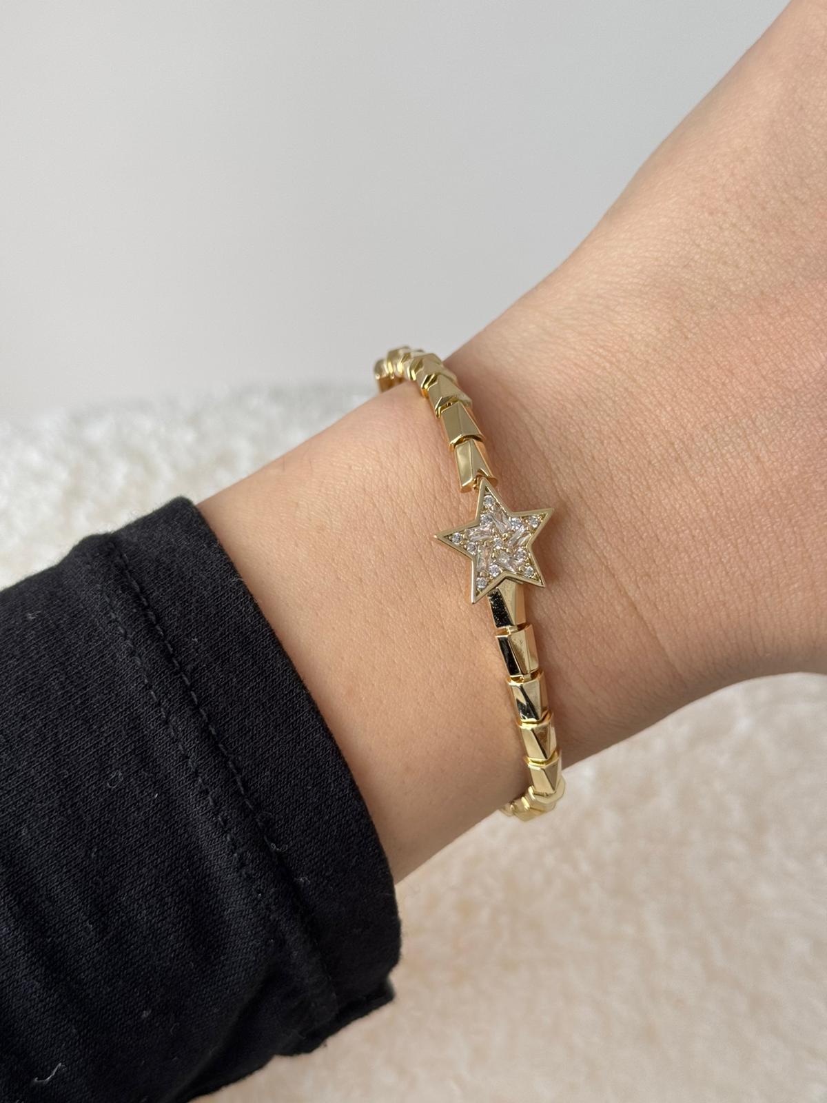 VIP Seri Yıldız Taşlı Çelik Bileklik – Gold