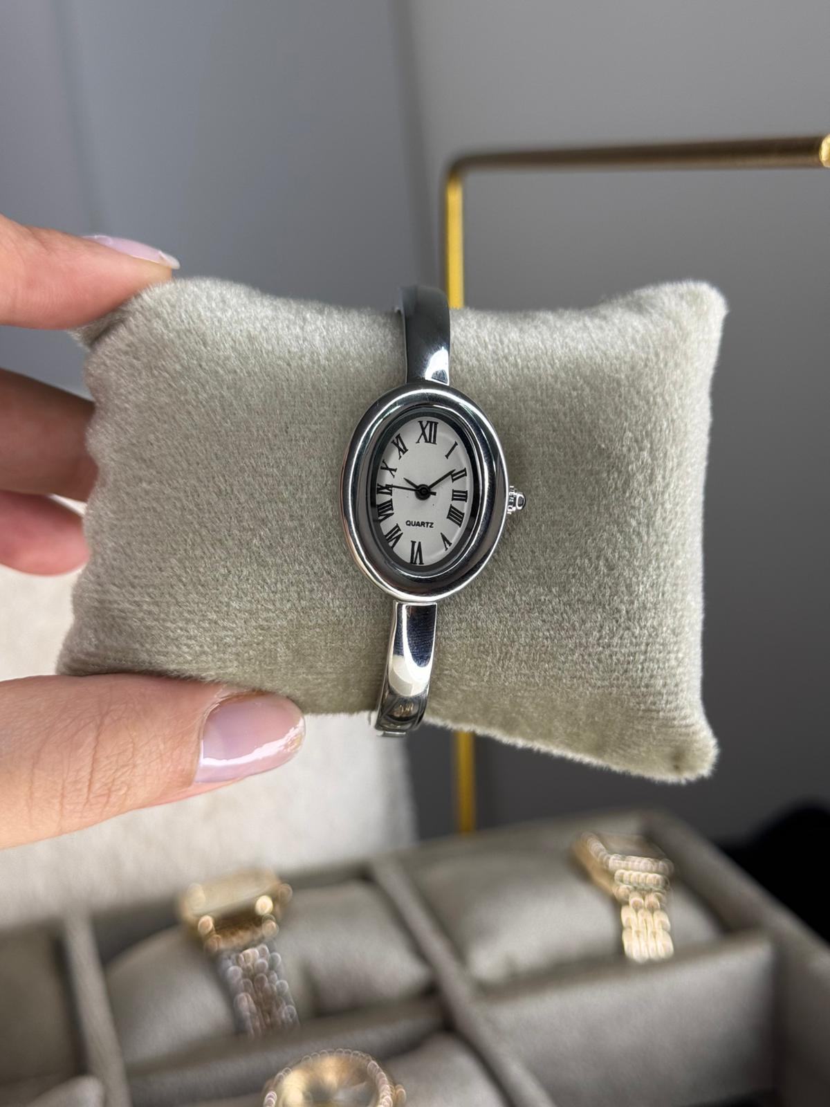 Silver Cuff Watch Stainless Steel Womens Watch