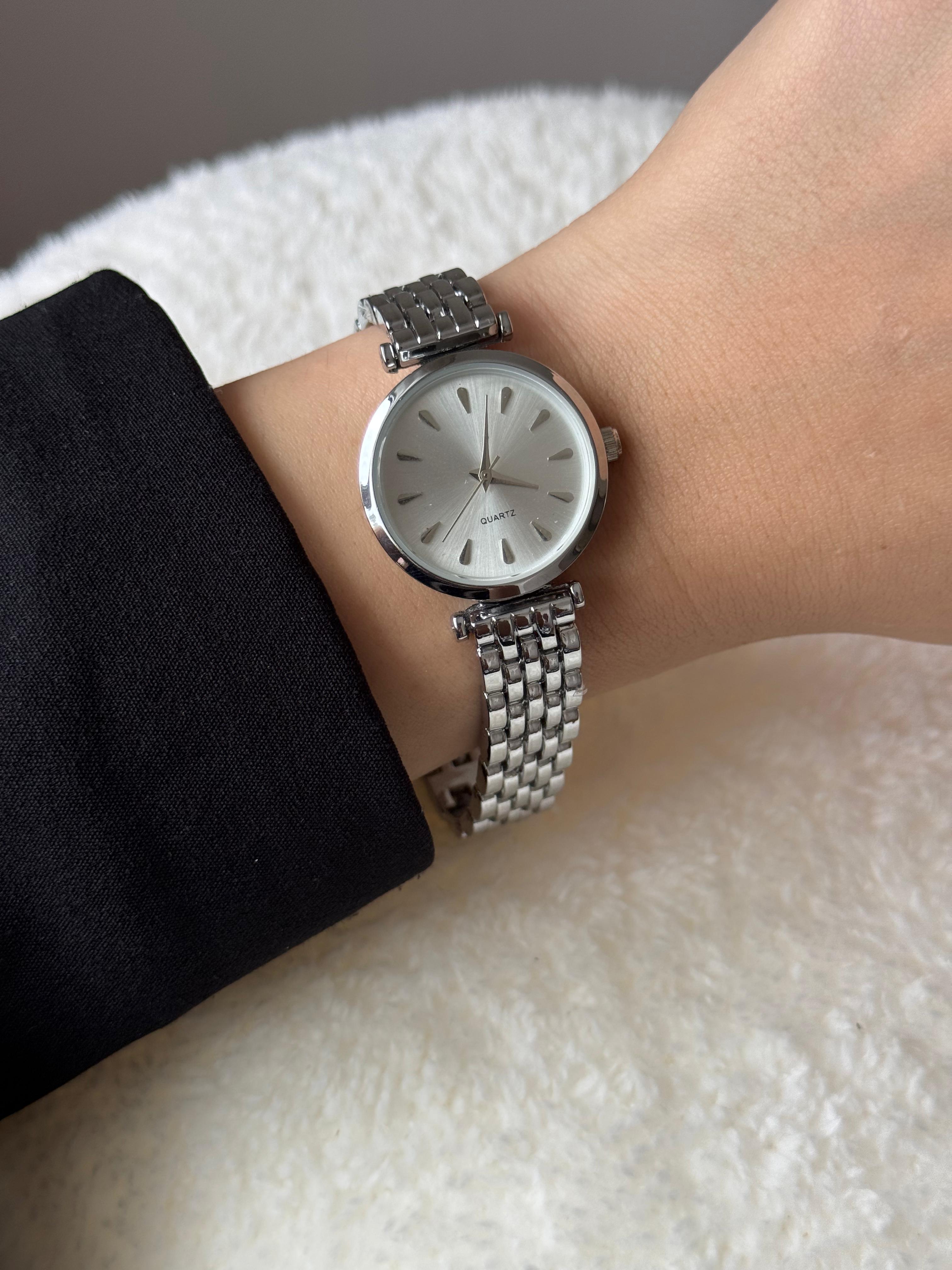 Silver Minimal Square Dial Watch