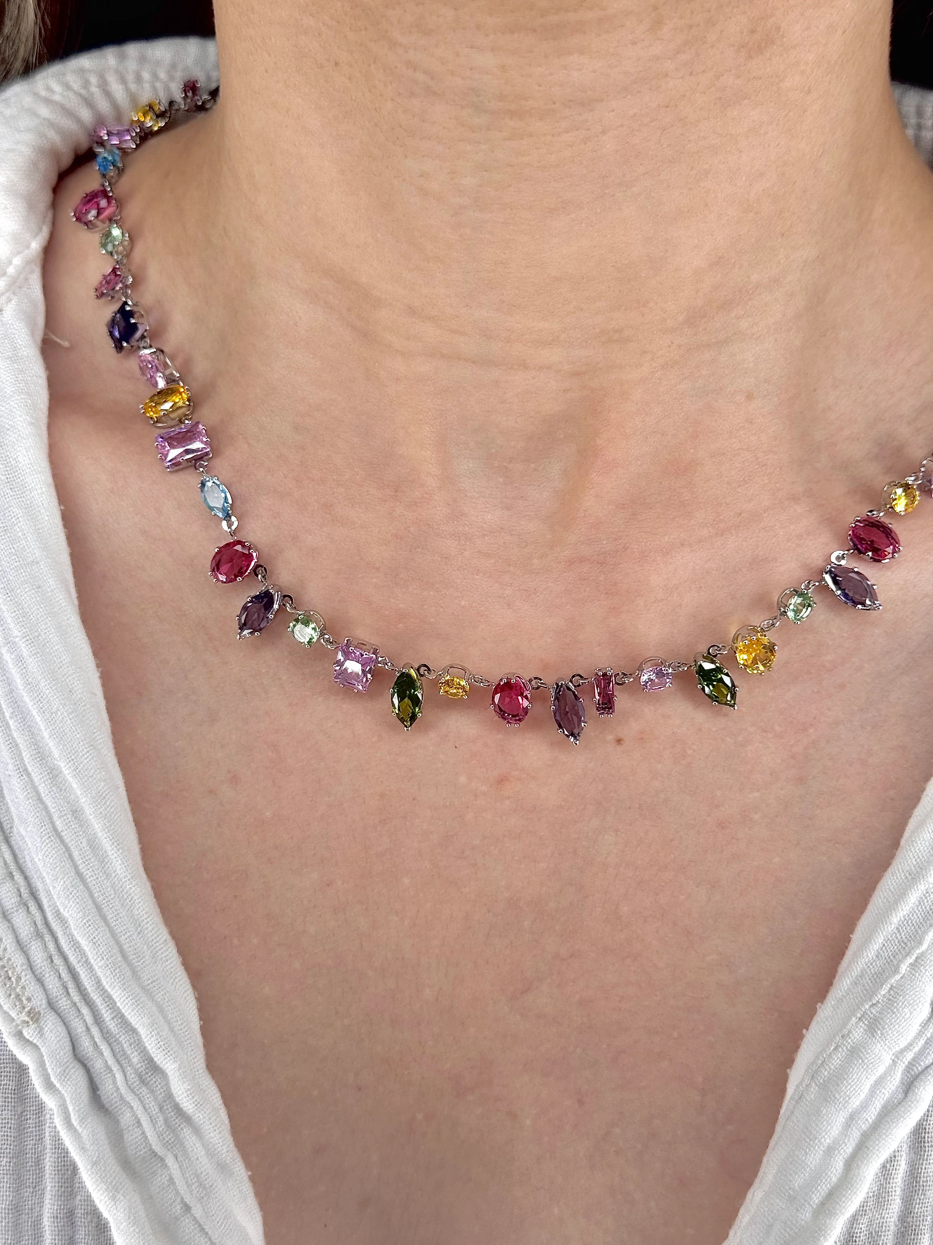 Rainbow Aurora Stone Pendant Necklace