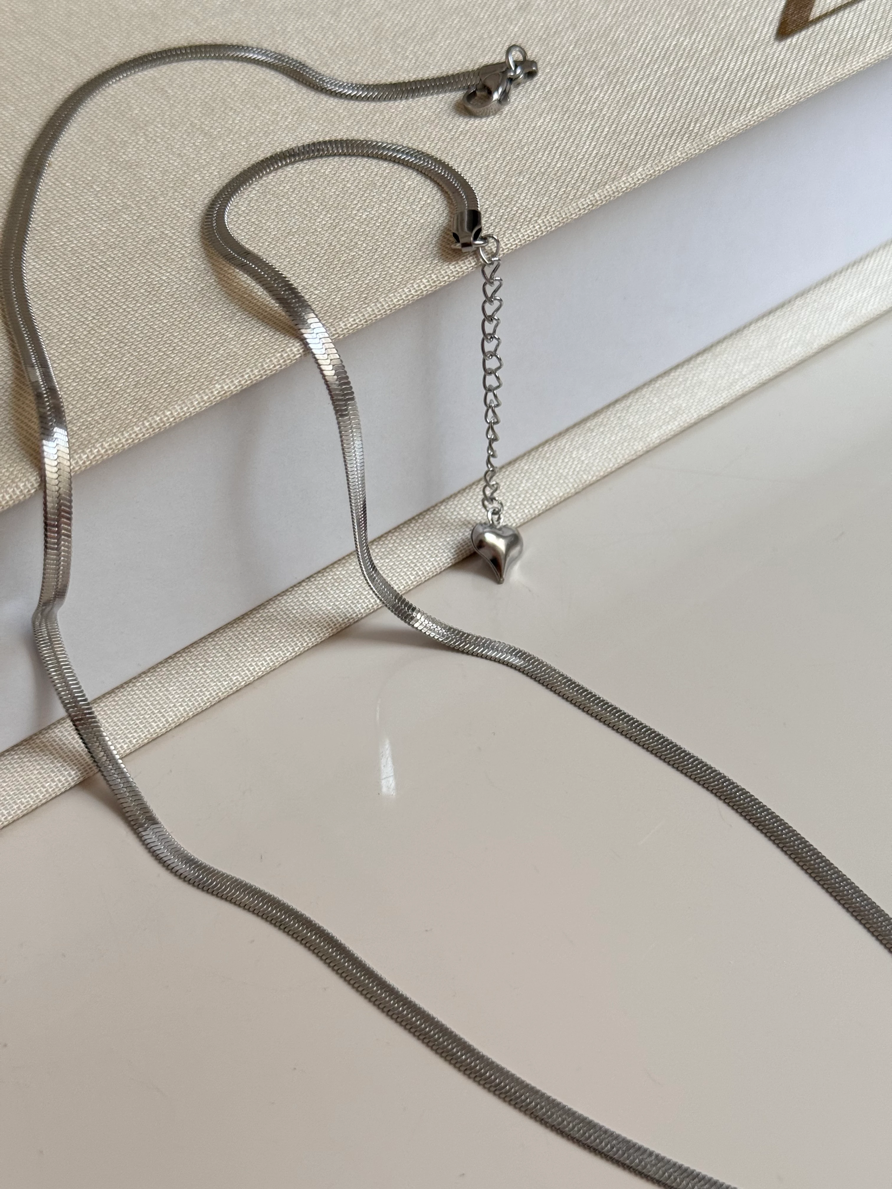 Gümüş Renk Ezme Zincir Kadın Çelik Kolye