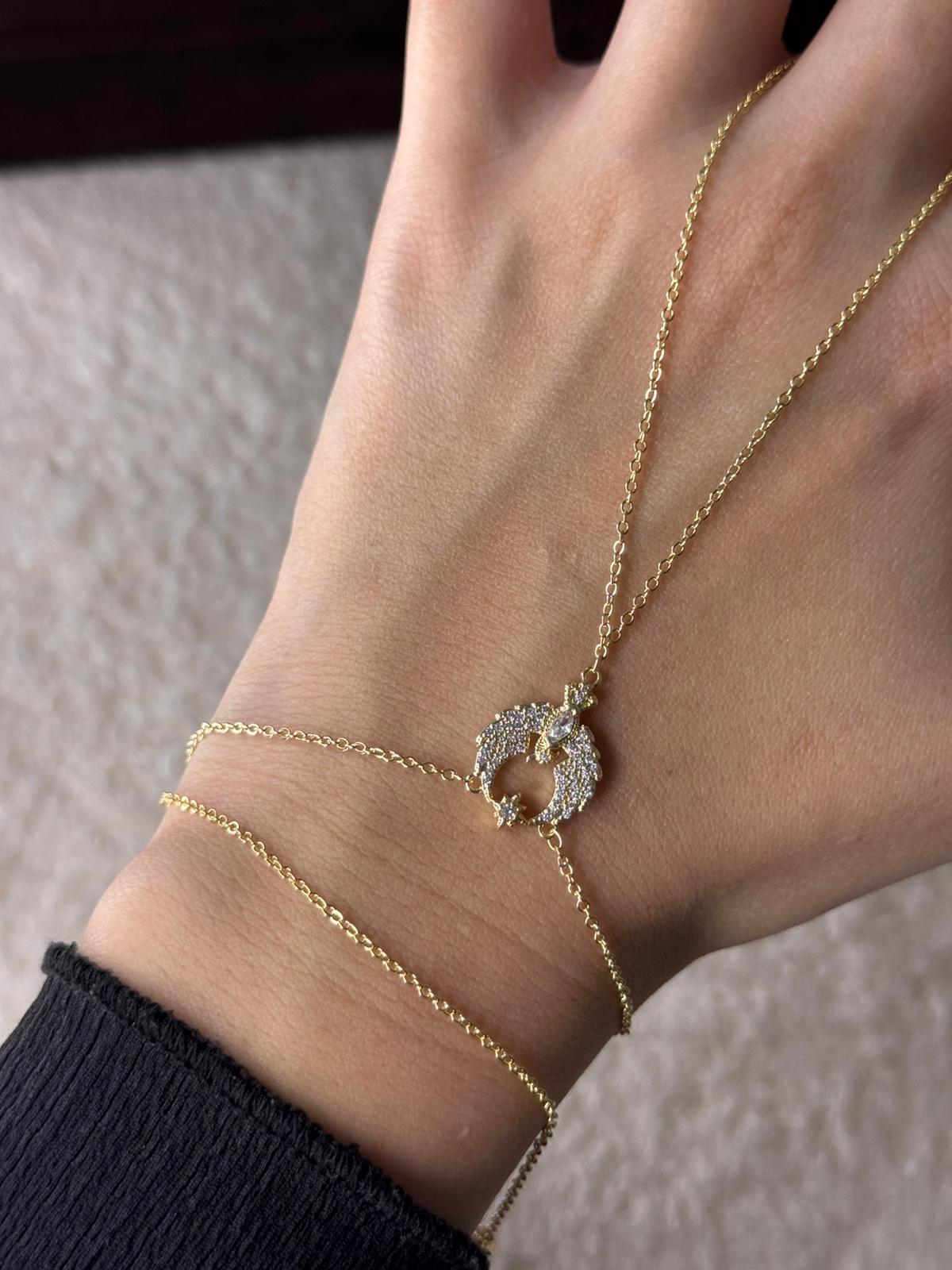 Stone Hand Chain – Gold