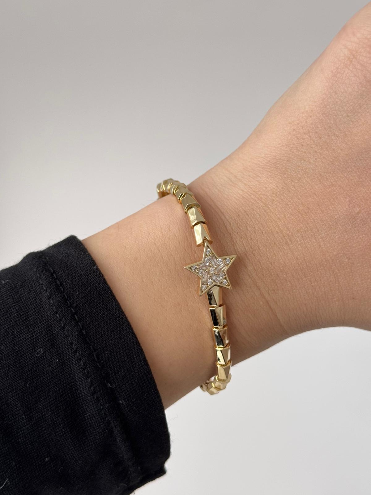 VIP Seri Yıldız Taşlı Çelik Bileklik – Gold