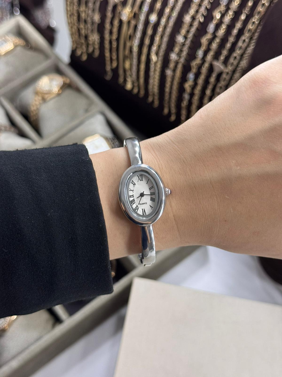 Silver Cuff Watch Stainless Steel Womens Watch