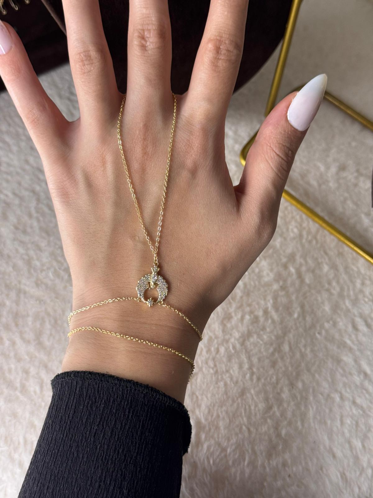 Stone Hand Chain – Gold