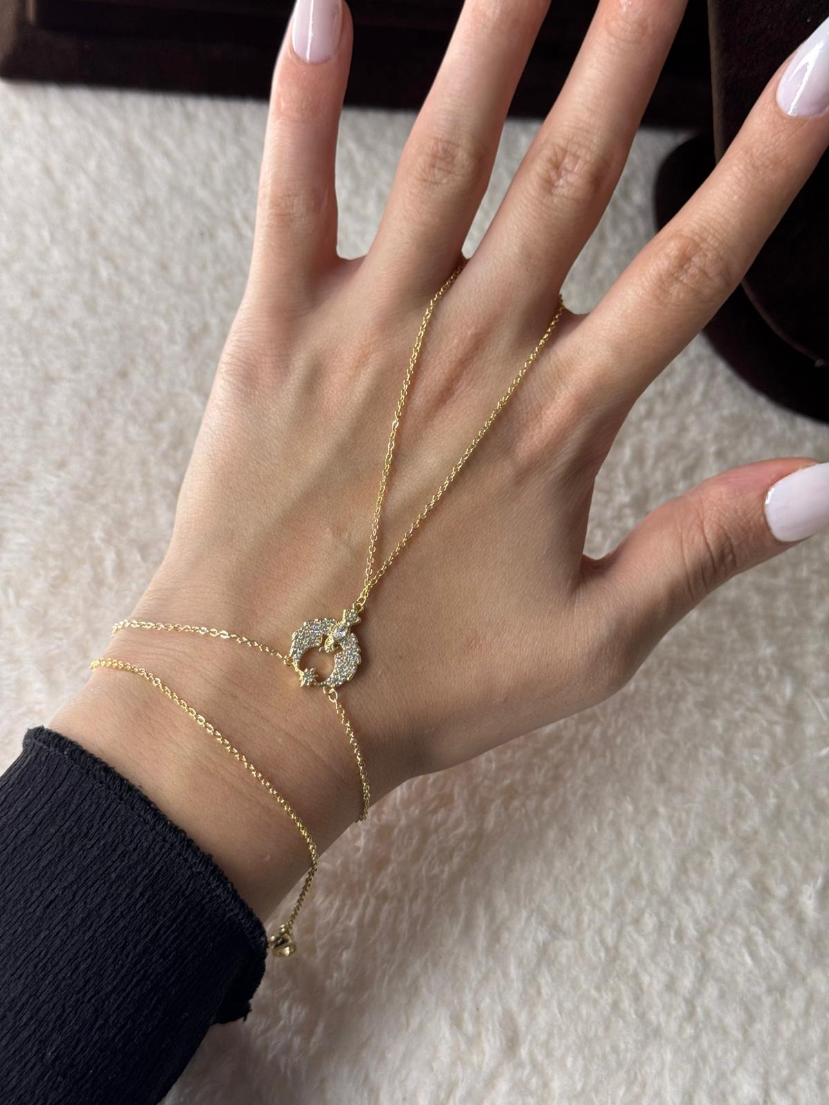 Stone Hand Chain – Gold