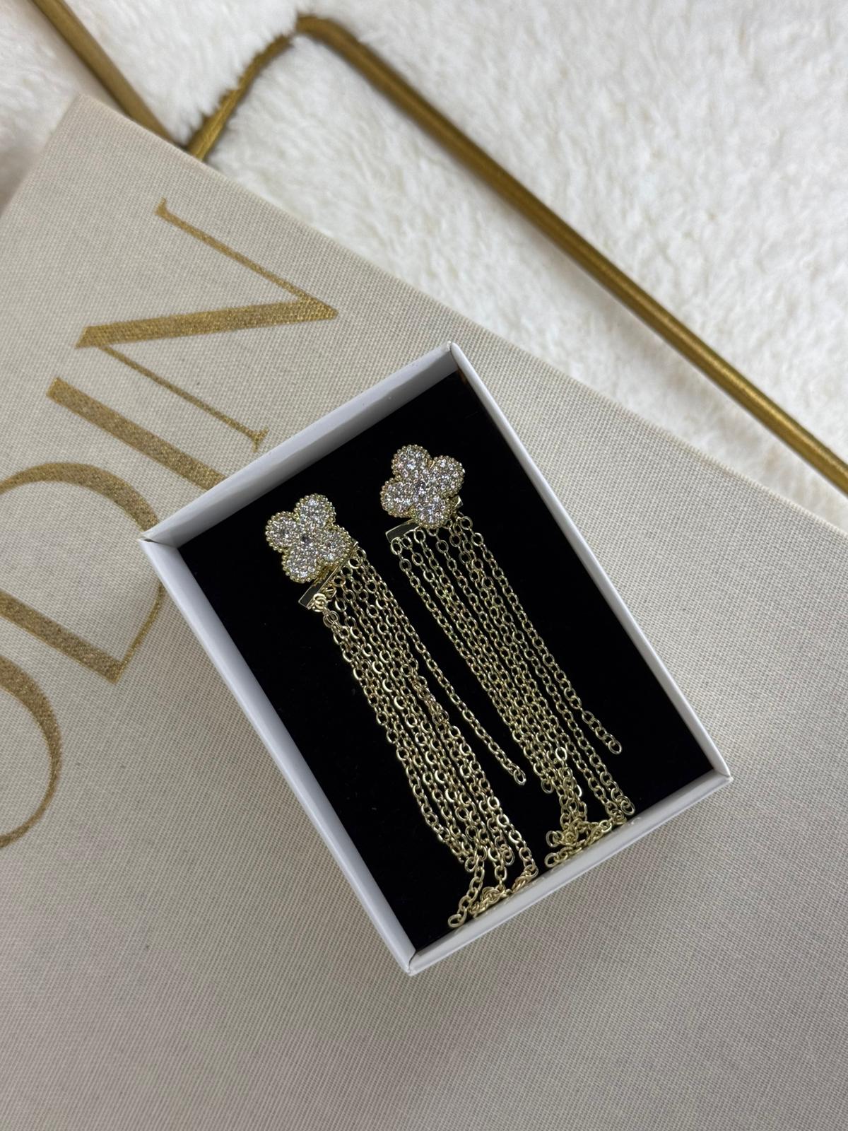 VIP Gold Clover Drop Earrings