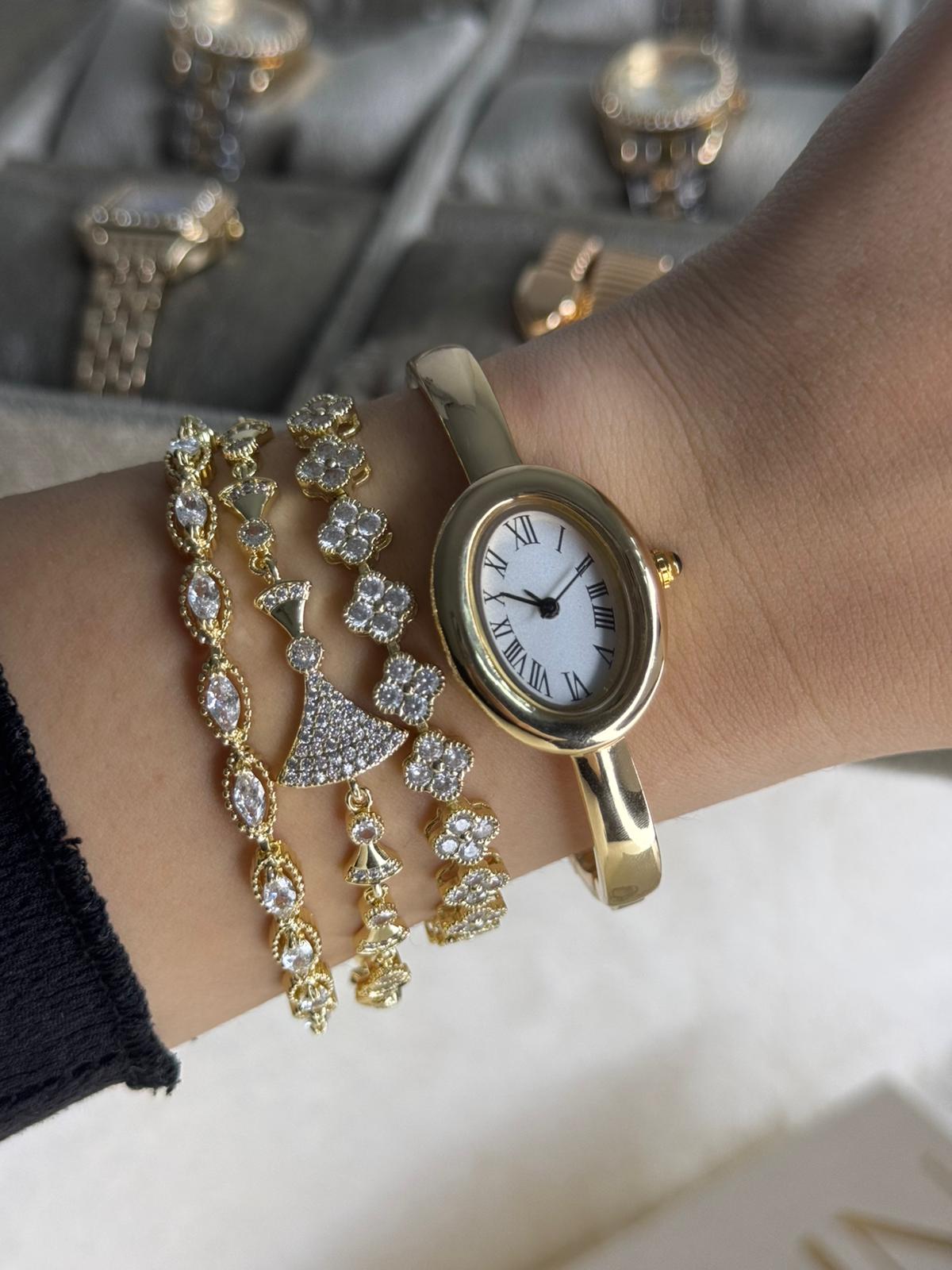 Gold Cuff Watch Stainless Steel Womens Watch