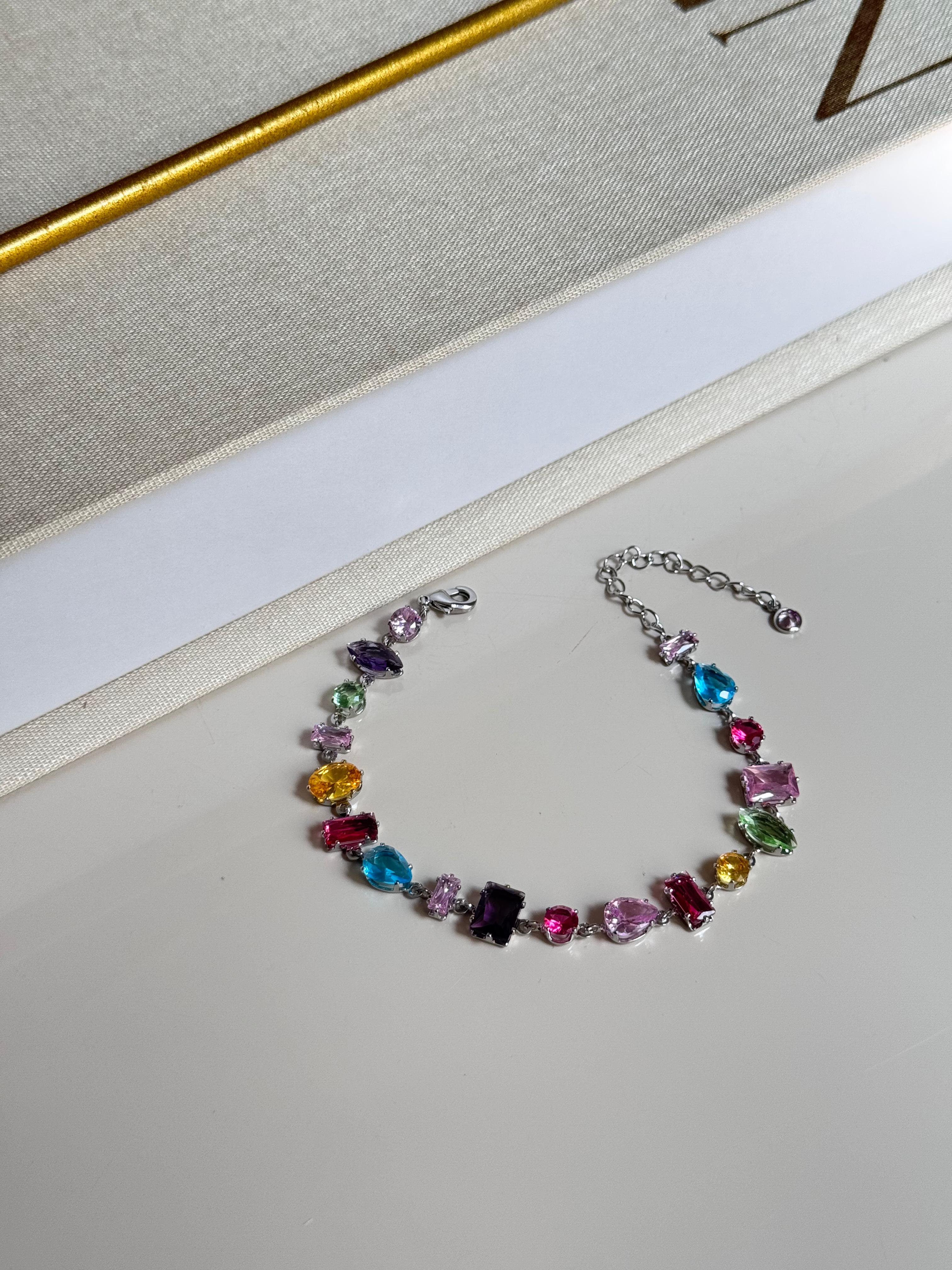 Aurora Colorful Stone Bracelet – Elegant Stainless Steel Design