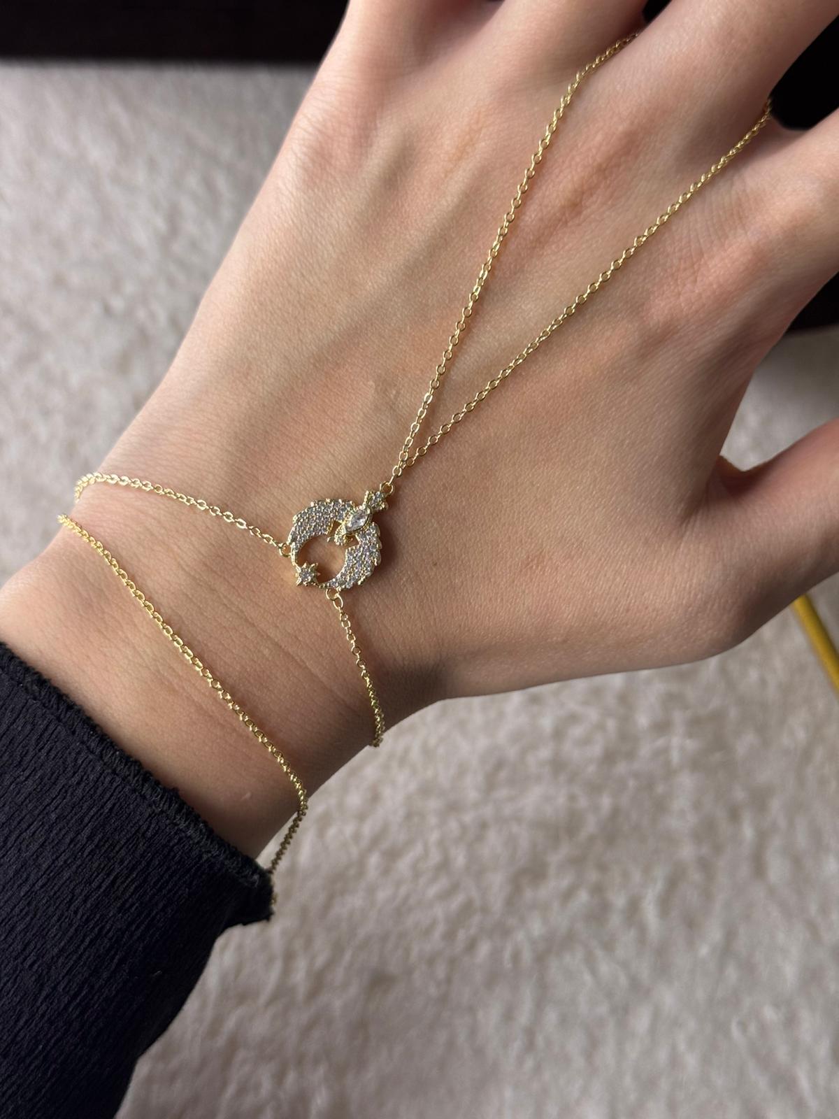 Stone Hand Chain – Gold