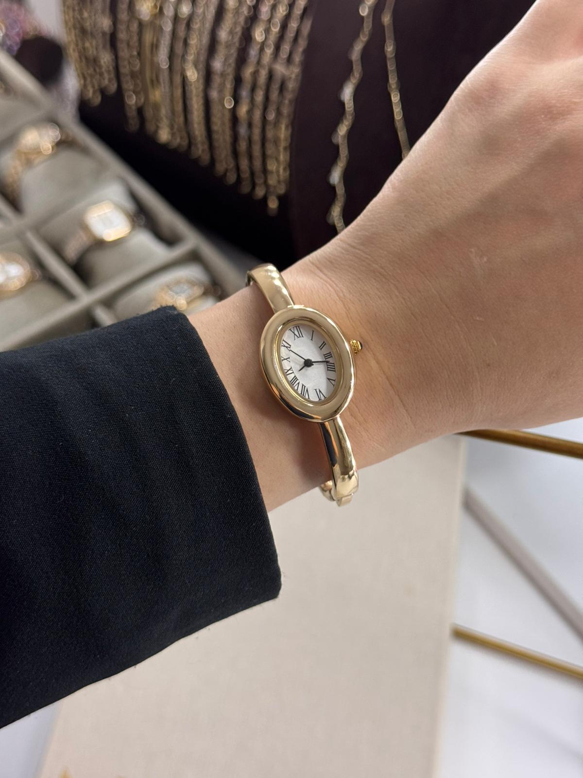 Gold Cuff Watch Stainless Steel Womens Watch