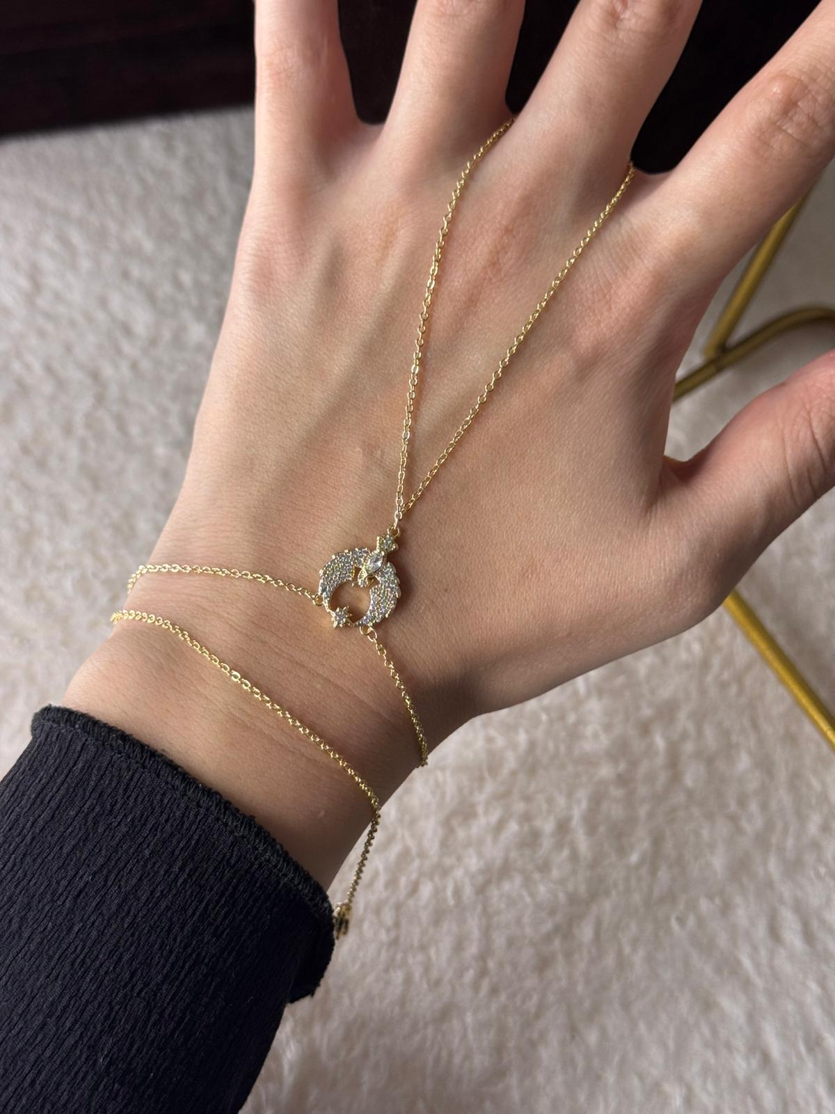 Stone Hand Chain – Gold