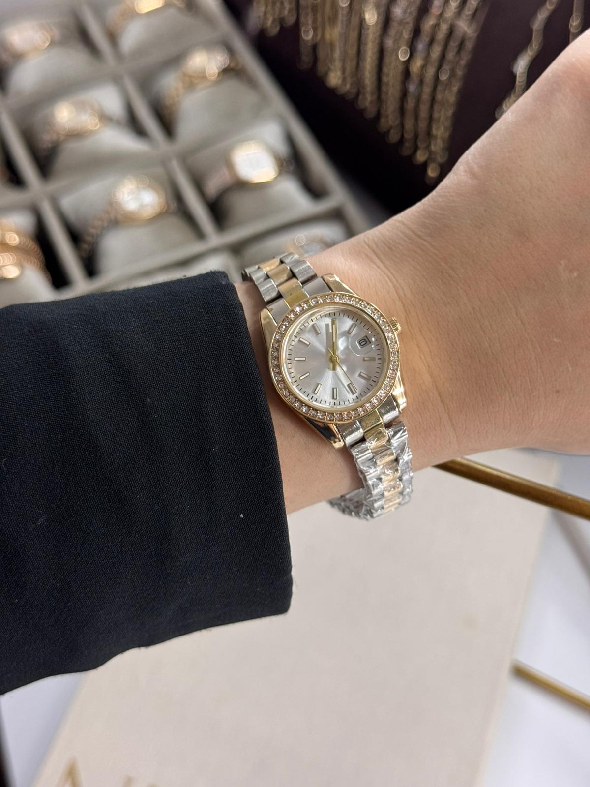 Roleta Lux Watch Gold Silver Stainless Steel Womens Watch