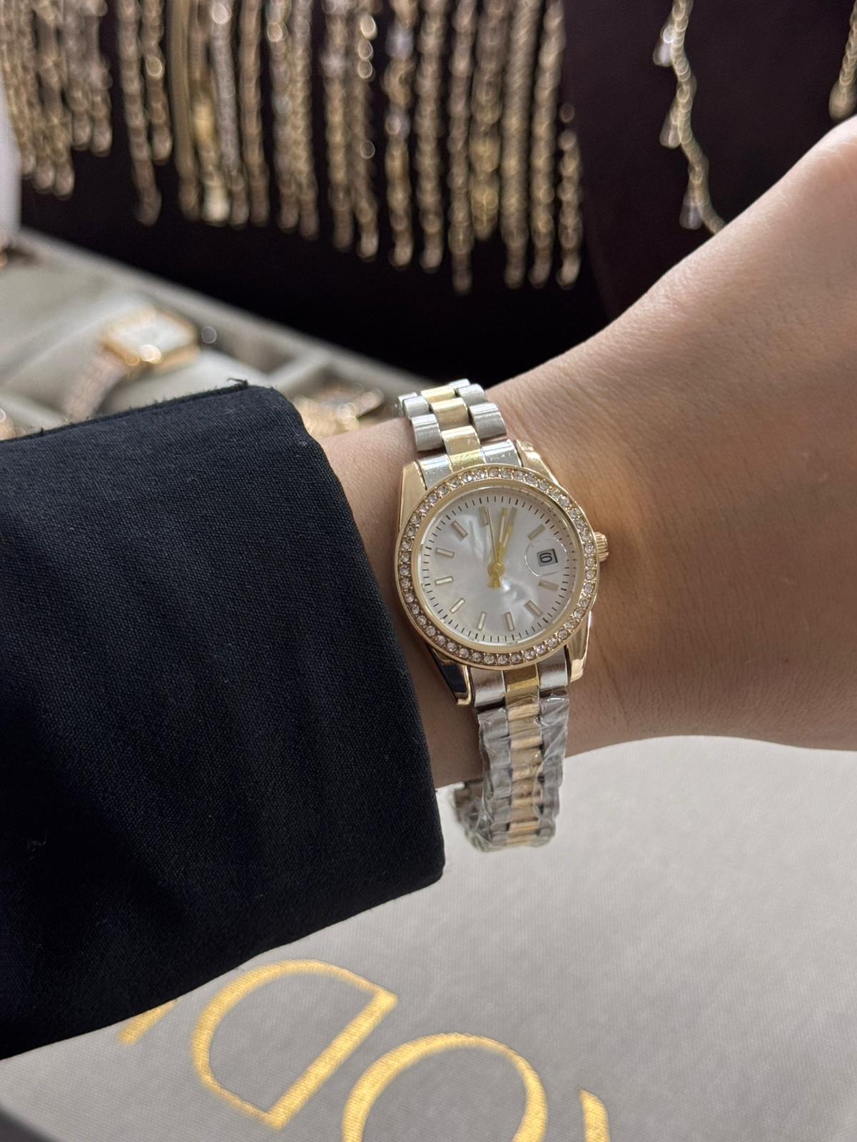 Roleta Lux Watch Gold Silver Stainless Steel Womens Watch