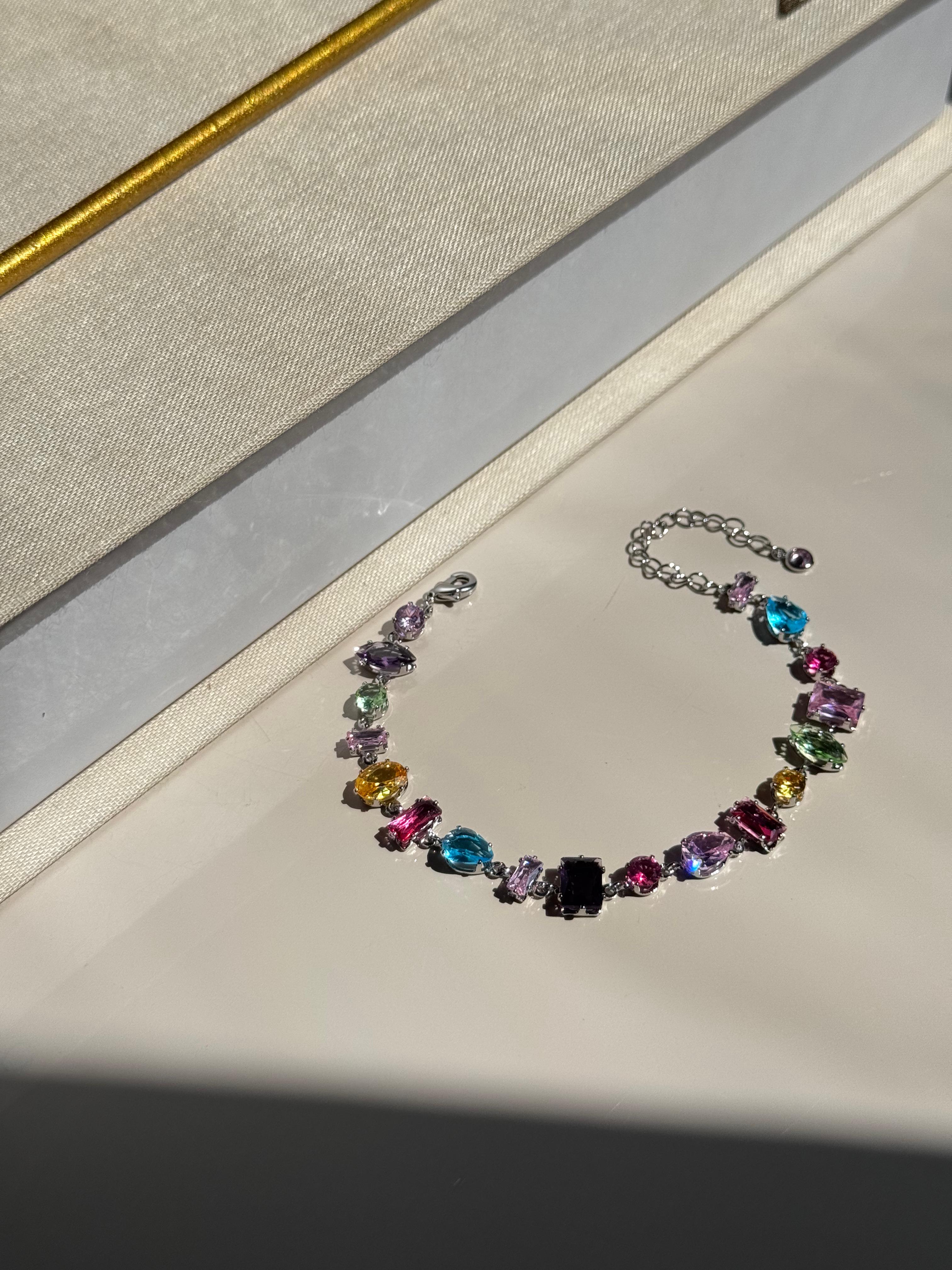 Aurora Colorful Stone Bracelet – Elegant Stainless Steel Design